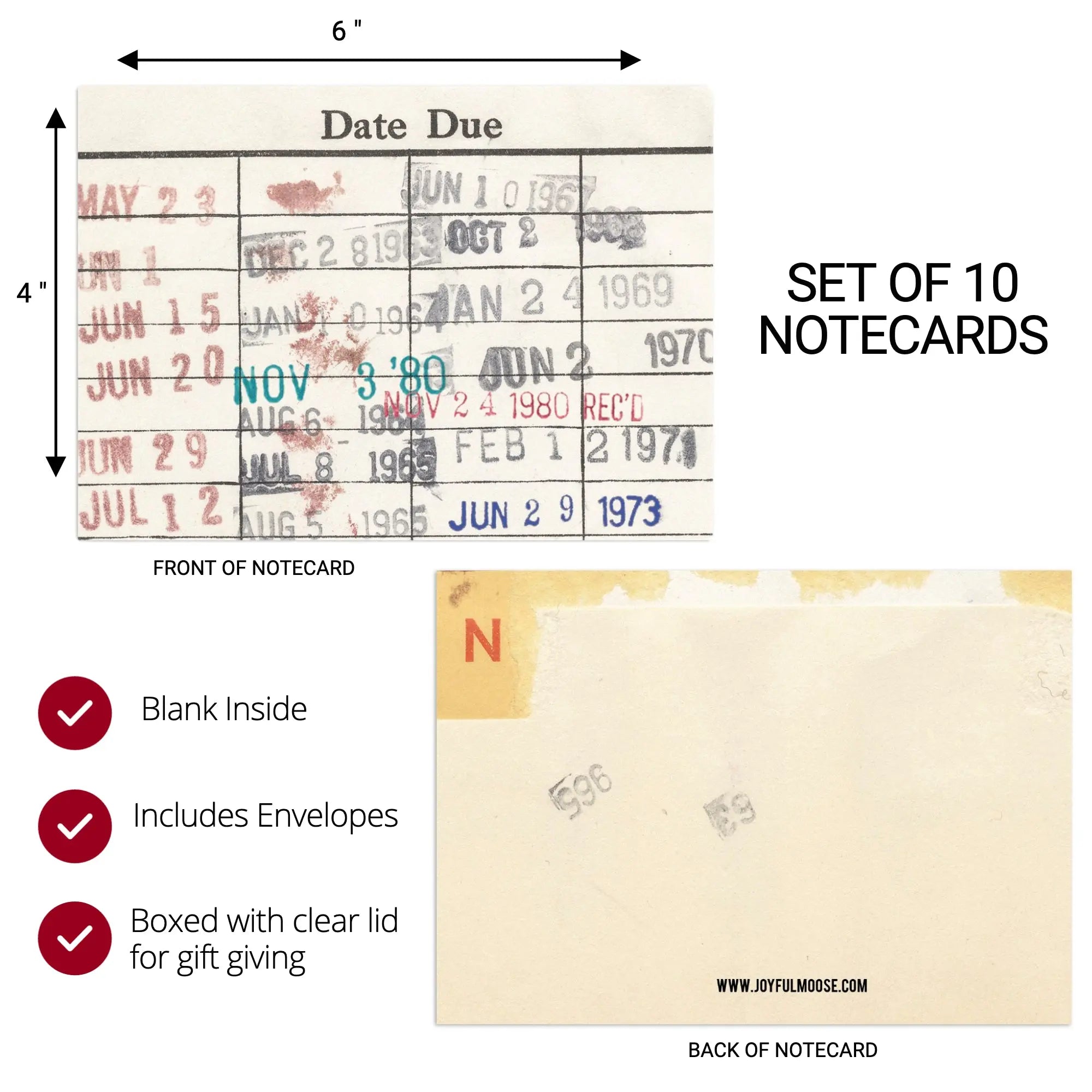 Library Book Due Date Blank Notecard Set