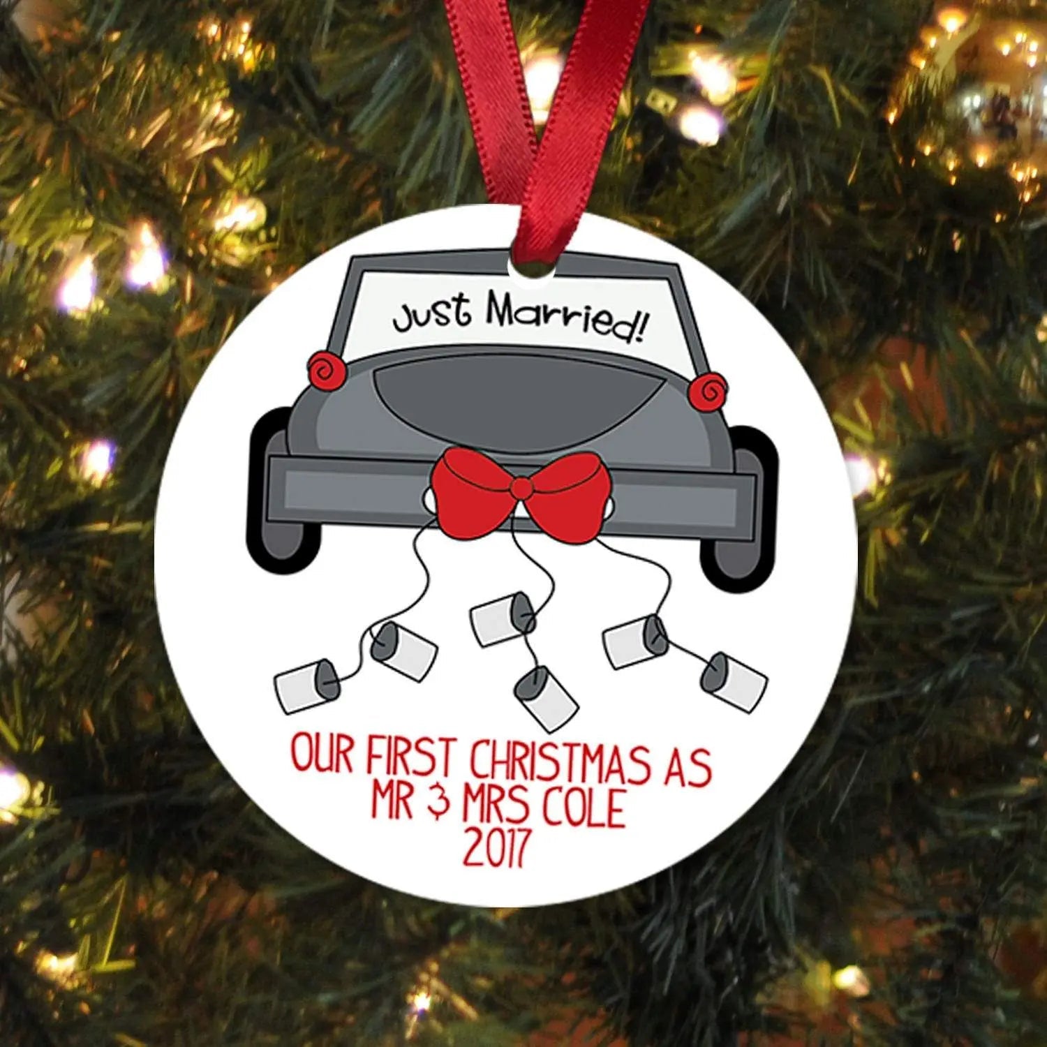 Our First Christmas Ornament - Personalized Christmas Ornament - Wedding Gift Christmas Ornament - Newlywed Christmas Gift