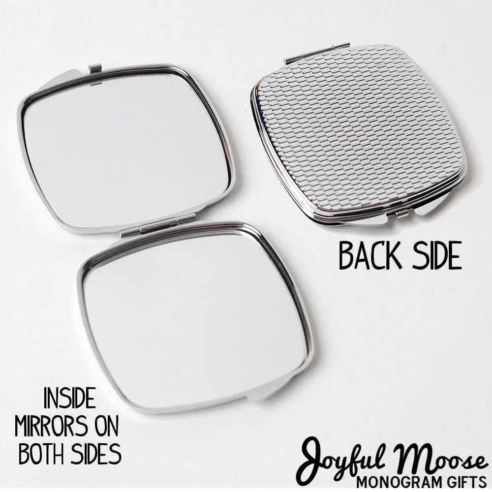 Personalized Compact Mirror, Gray Silver Wedding, compact mirror gift, Bridesmaid Compact Mirrors, small compact mirror, cute compact mirror