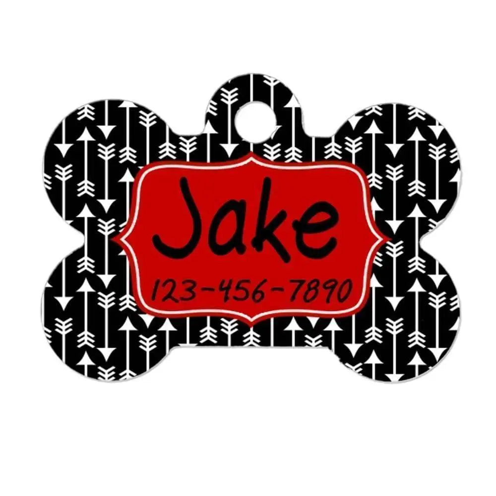 Personalized Dog ID Tag - Custom Dog ID Tag - Arrow Dog ID Tag - Red & Black Dog id Tag