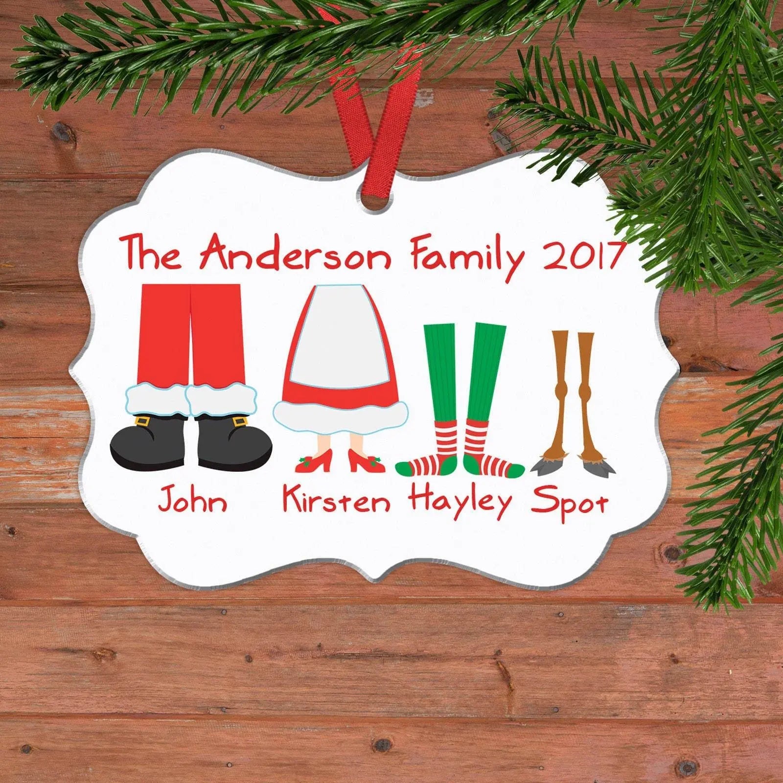 Personalized Family Christmas Ornament - Family Christmas Gift Ideas Black Friday - Elf Feet Customized Christmas Oval Ornament