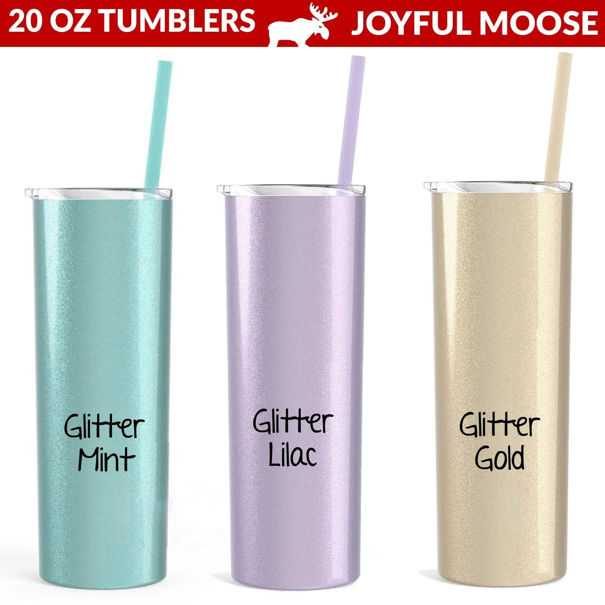 Personalized Glitter Tumbler, Insulated Stainless Steel Skinny Tumbler, Bridesmaid Tumbler