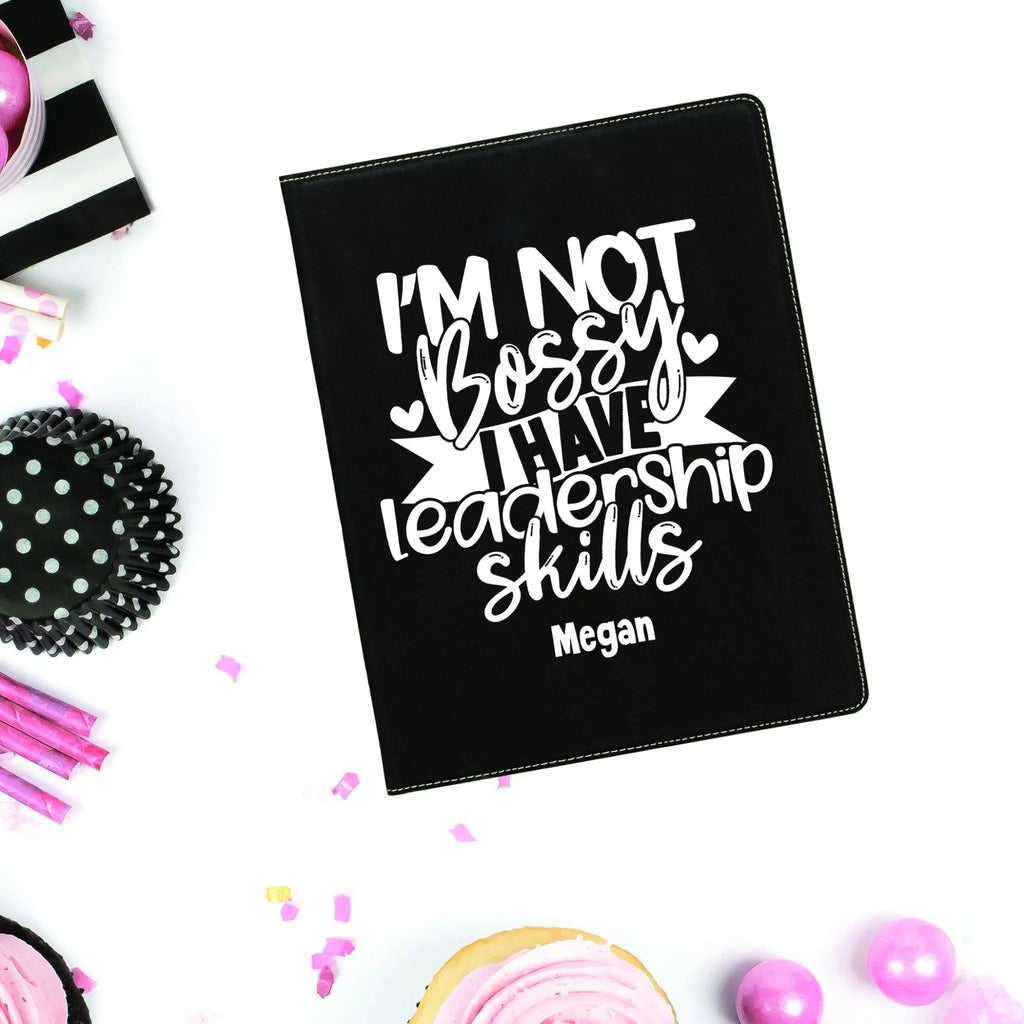 Personalized Leather Portfolio with Notepad - Gift for Girl Boss business padfolio organizer