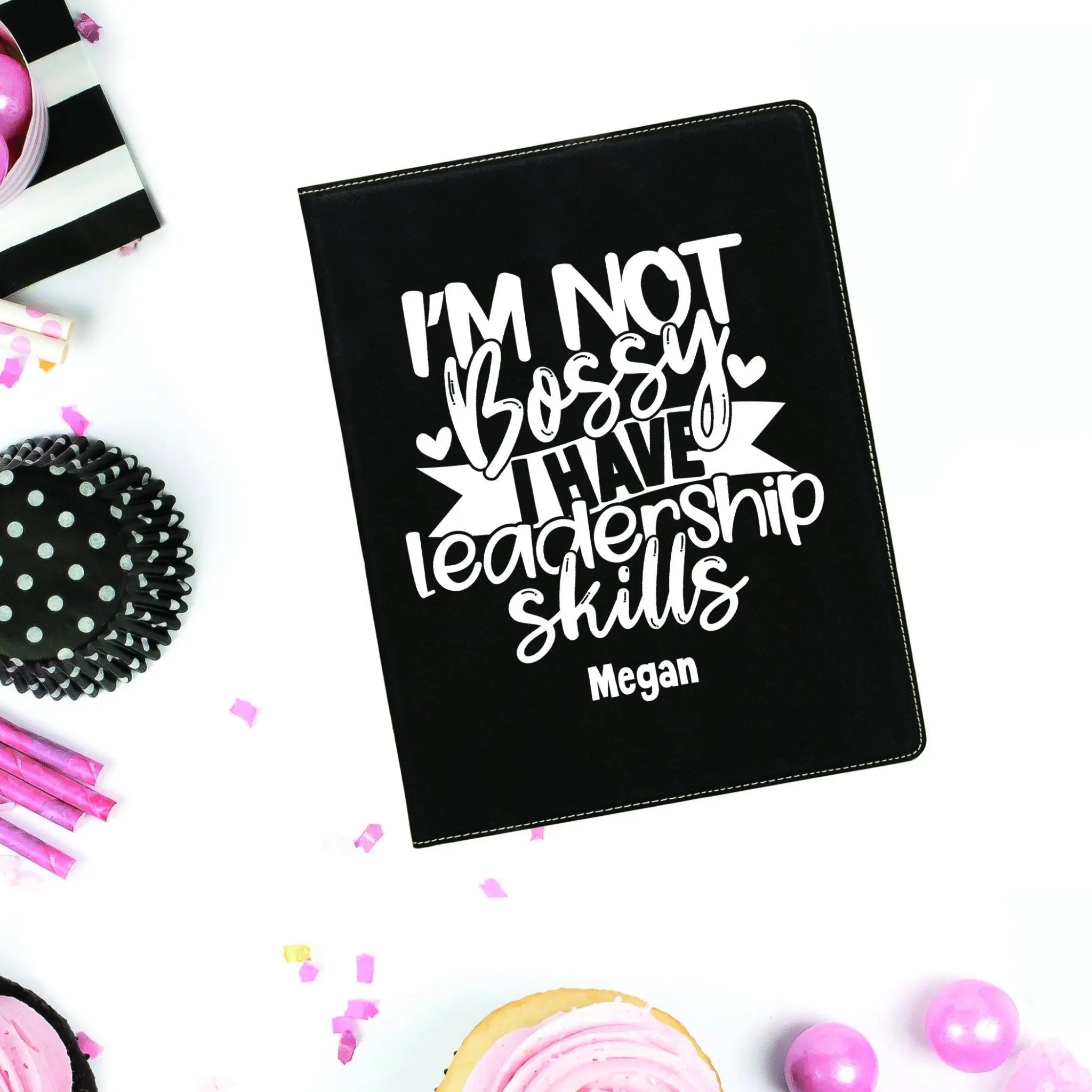 Personalized Leather Portfolio with Notepad - Gift for Girl Boss business padfolio organizer