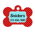 Pet ID Tag - Red Aqua Polka Dot Custom Dog Collar Tag
