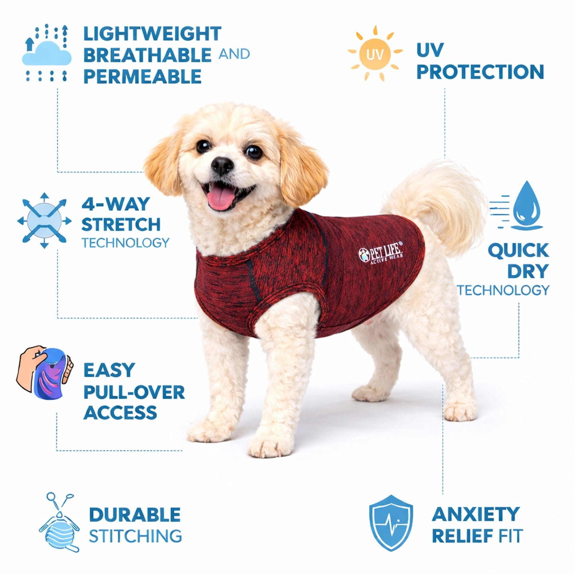 Pet Life ® Active 'Aero-Pawlse' Quick-Dry and 4-Way-Stretch Yoga Fitness Dog T-Shirt Tank Top