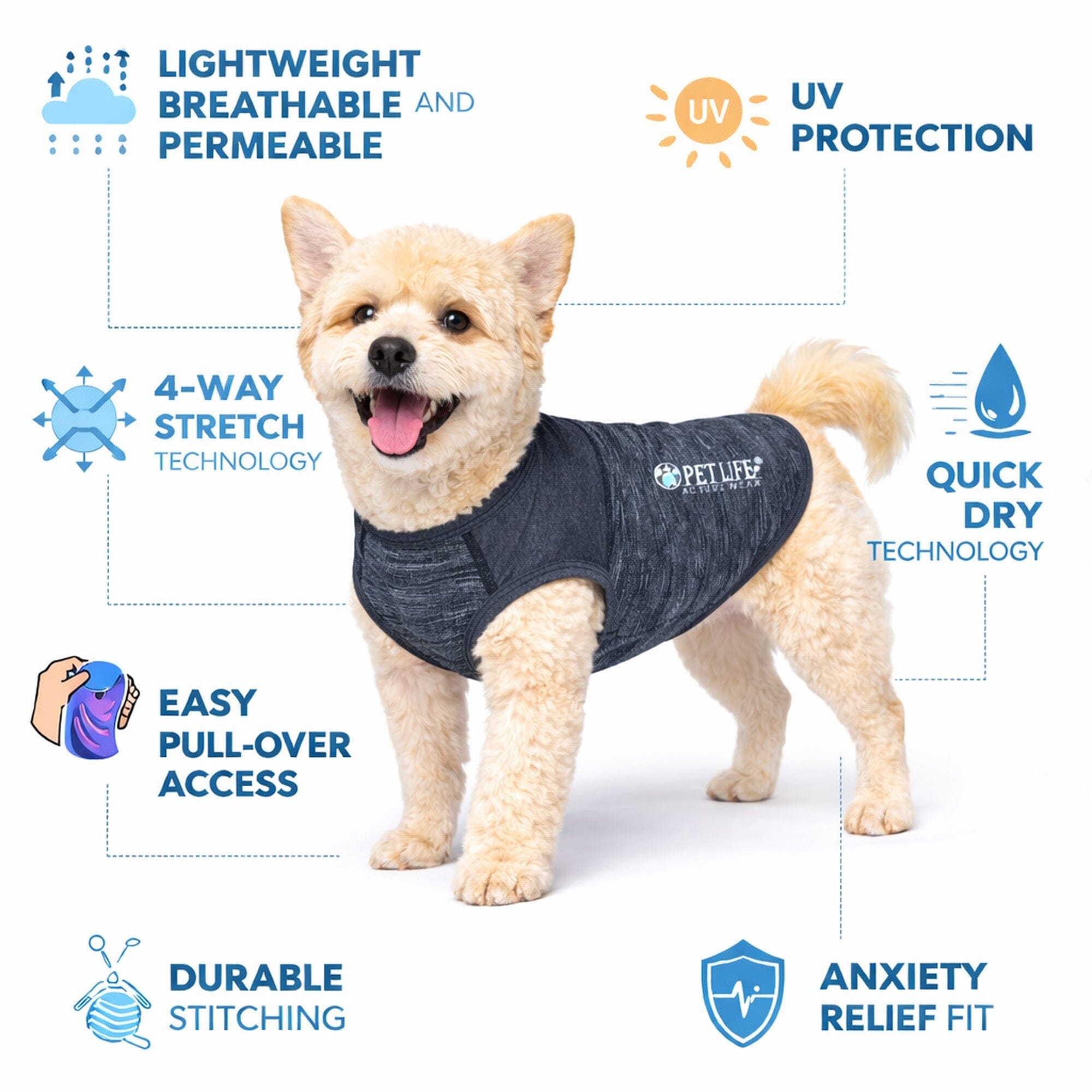 Pet Life ® Active 'Aero-Pawlse' Quick-Dry and 4-Way-Stretch Yoga Fitness Dog T-Shirt Tank Top