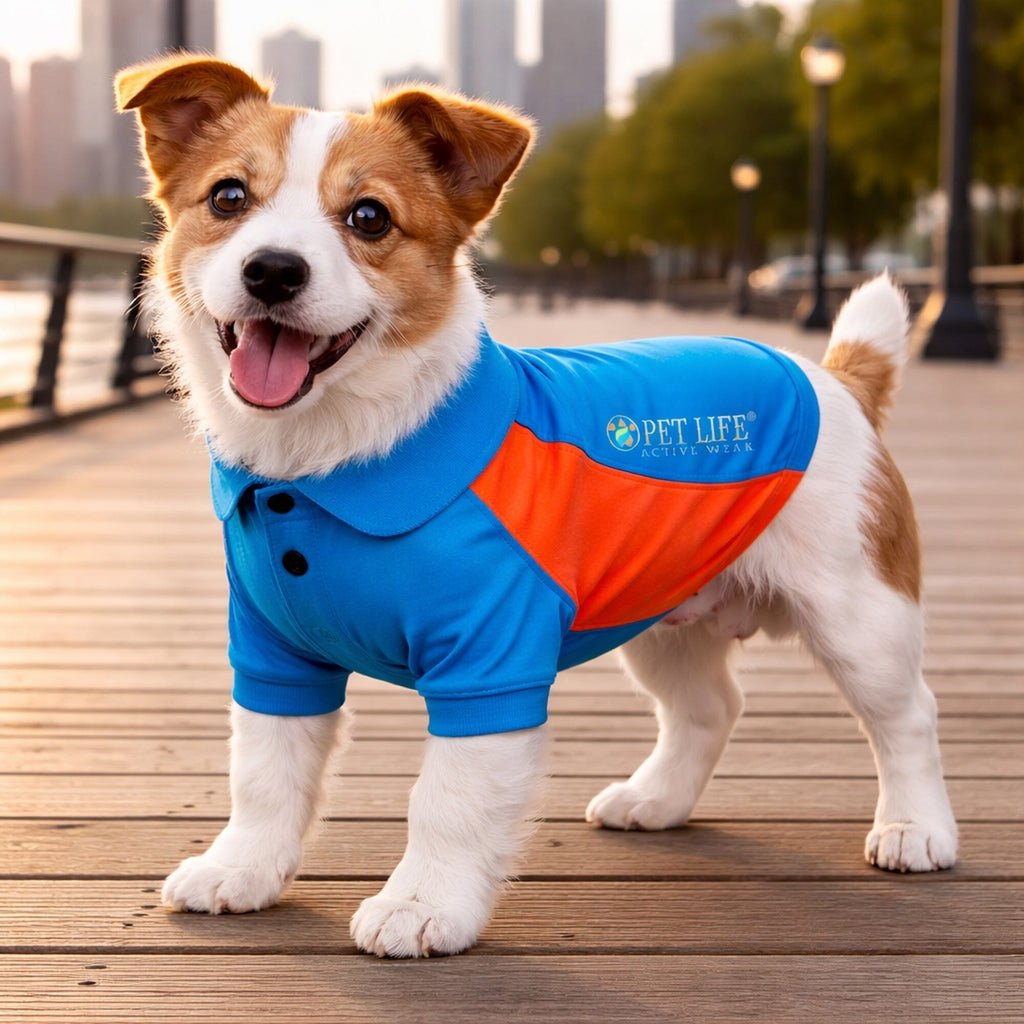 Pet Life ® Active 'Barko Pawlo' Relax-Stretch Quick-Drying Performance Dog Polo T-Shirt