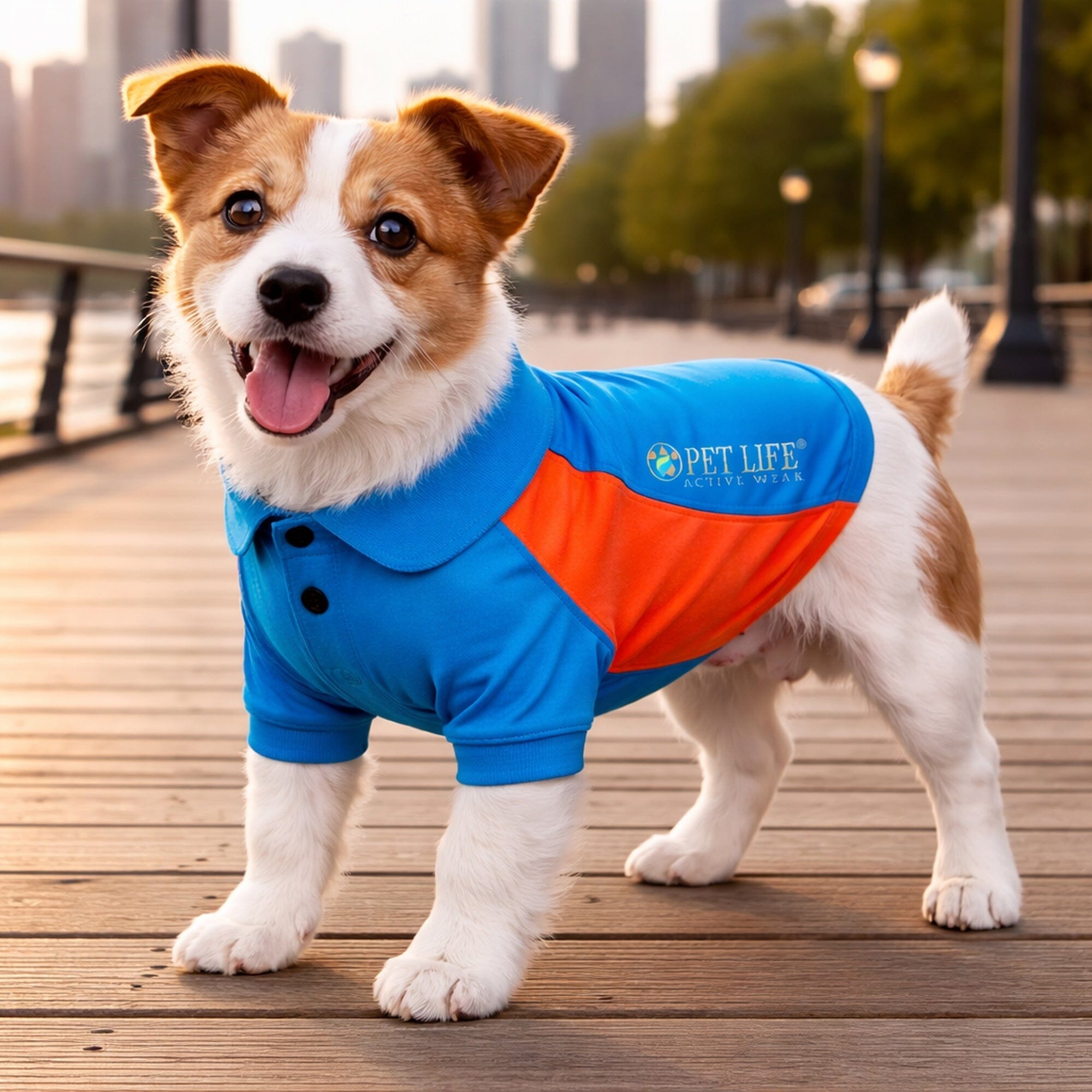 Pet Life ® Active 'Barko Pawlo' Relax-Stretch Quick-Drying Performance Dog Polo T-Shirt