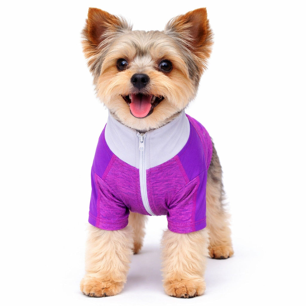 Pet Life ® Active 'Chewitt Wagassy' 4-Way-Stretch Yoga Fitness Long-Sleeve Dog T-Shirt
