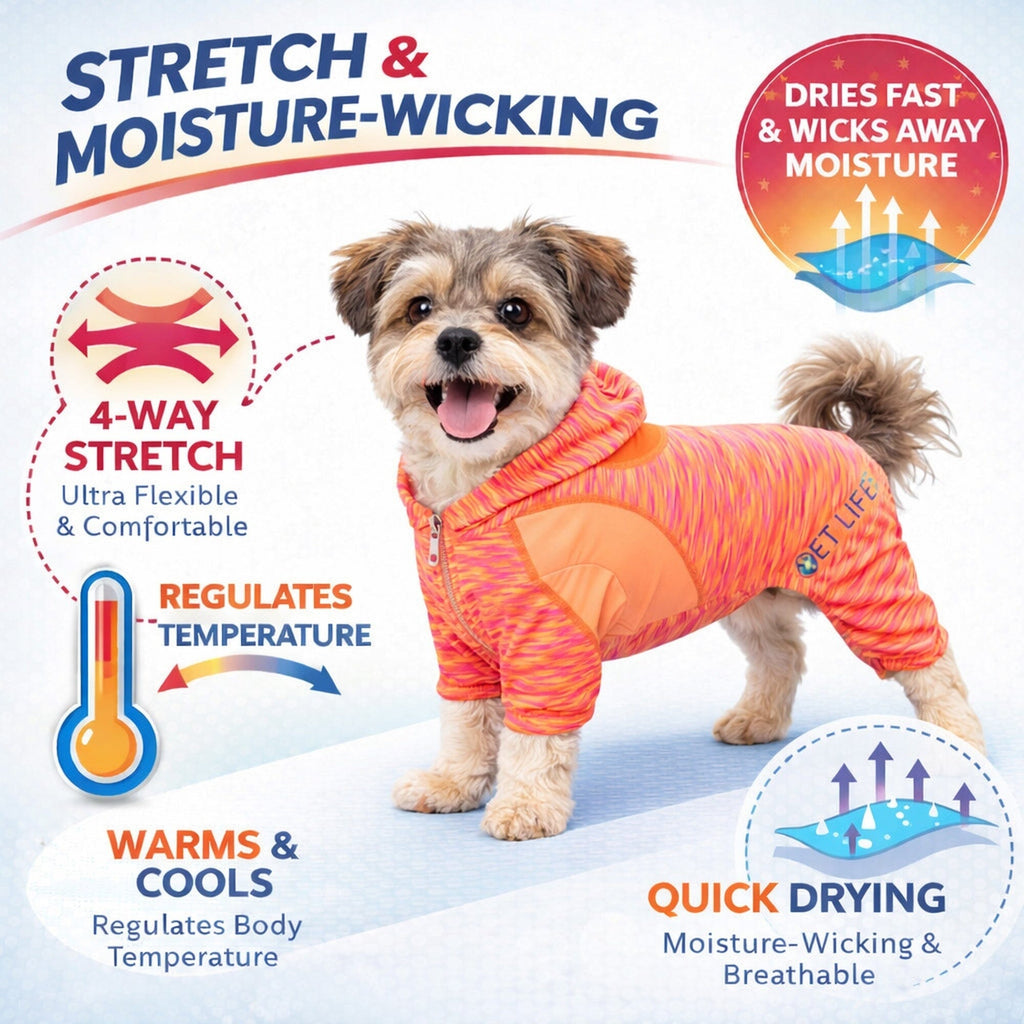 Pet Life ® Active 'Downward Dog' 4-Way-Stretch Fitness Yoga Dog Tracksuit Hoodie