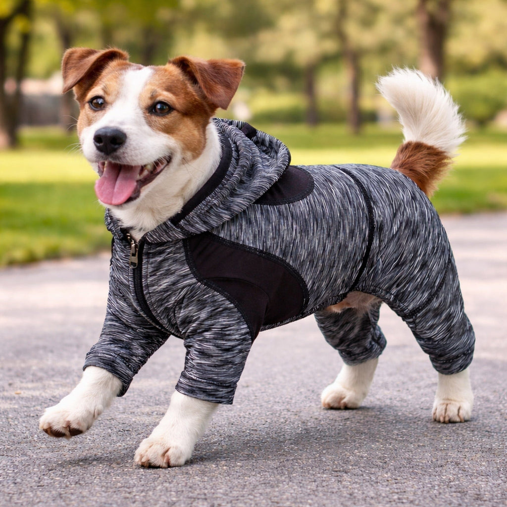 Pet Life ® Active 'Downward Dog' 4-Way-Stretch Fitness Yoga Dog Tracksuit Hoodie