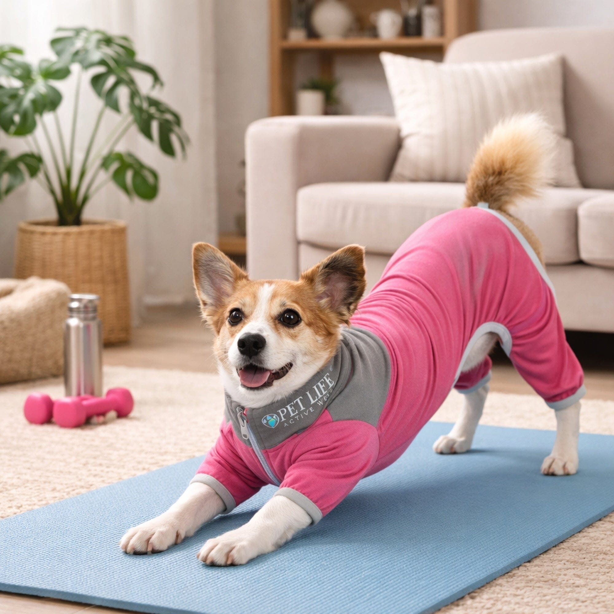 Pet Life ®  Active 'Embarker' 4-Way Stretch Fitness Yoga Full Body Dog Tracksuit