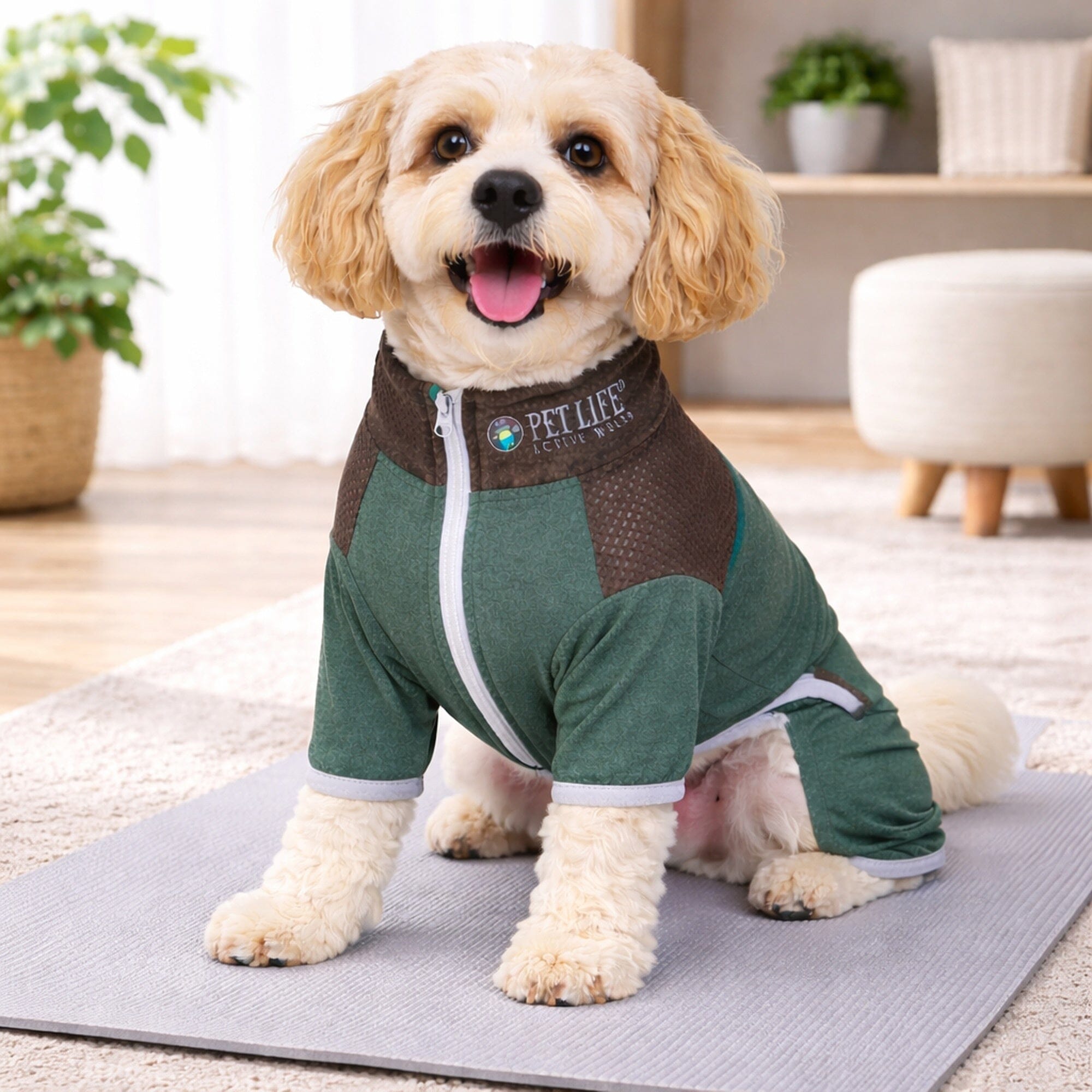 Pet Life ®  Active 'Embarker' 4-Way Stretch Fitness Yoga Full Body Dog Tracksuit