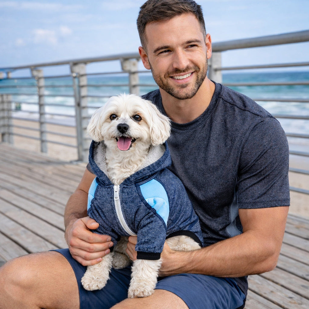 Pet Life ®  Active 'Fur-Breeze' Medium-weight 4-Way-Stretch Full Body Hooded Dog Yoga sweater