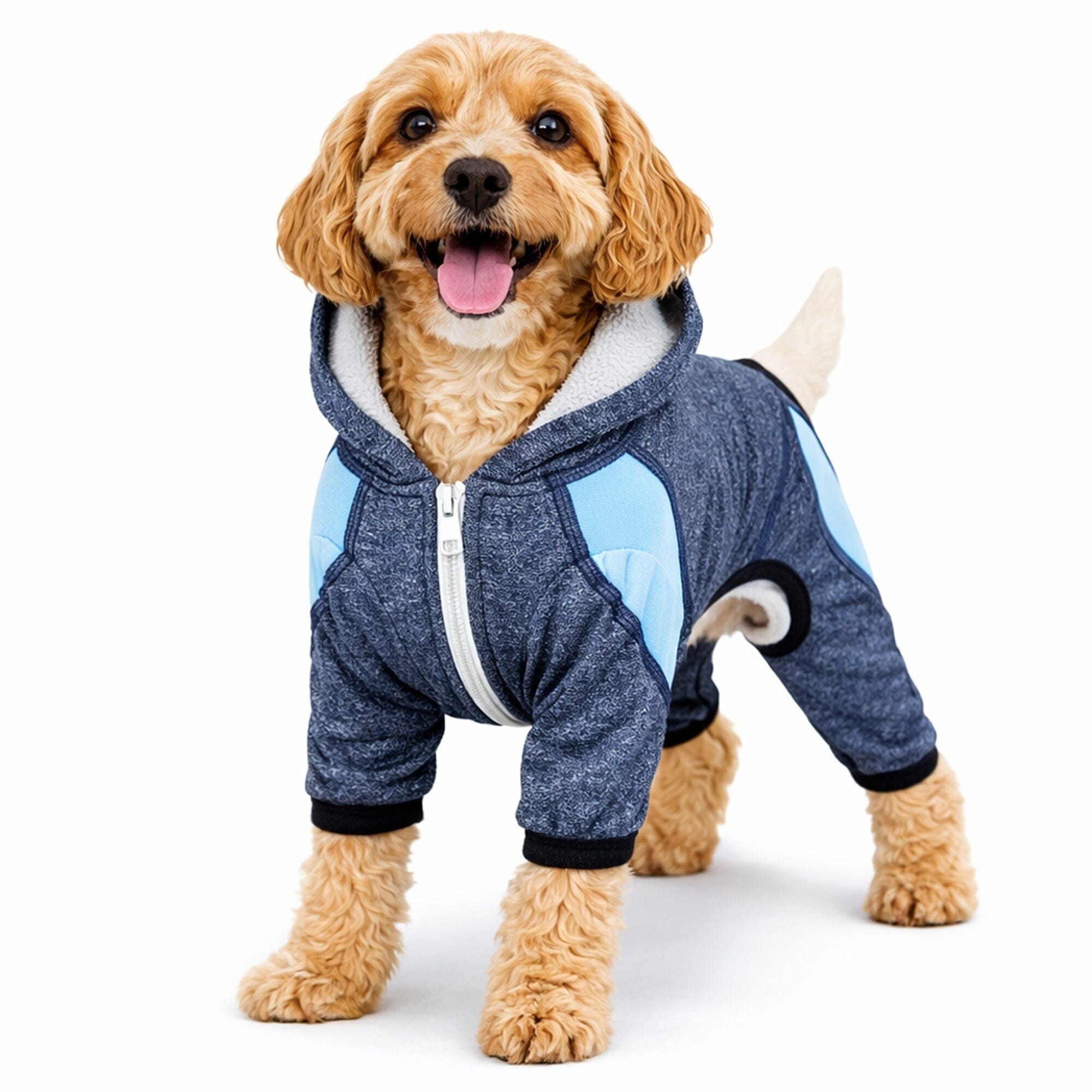 Pet Life ®  Active 'Fur-Breeze' Medium-weight 4-Way-Stretch Full Body Hooded Dog Yoga sweater