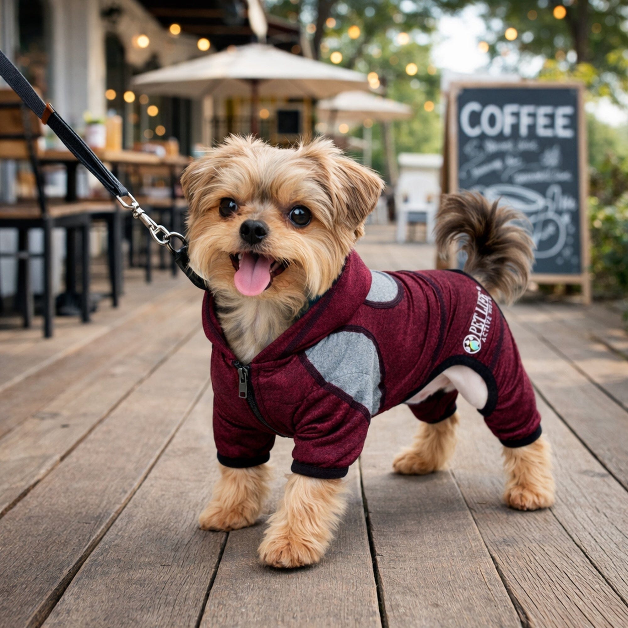 Pet Life ®  Active 'Fur-Breeze' Medium-weight 4-Way-Stretch Full Body Hooded Dog Yoga sweater