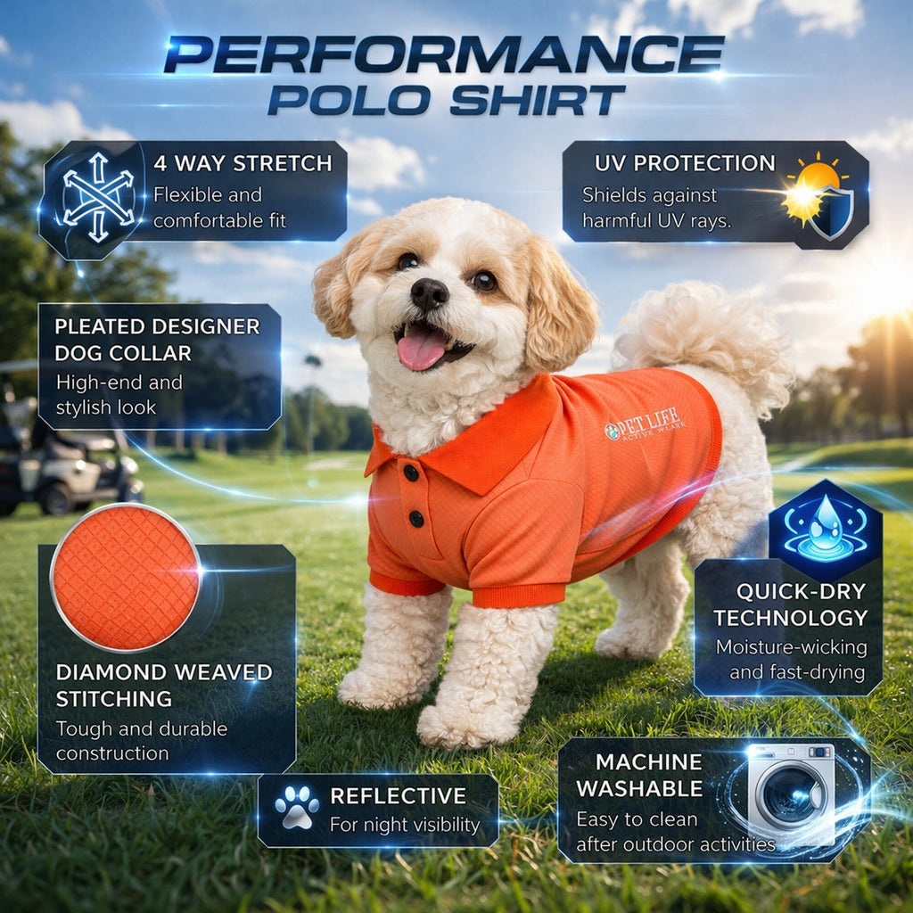 Pet Life ® Active 'Fur-Flex' Stretch and Quick-Dry Anti-Odor Fitness Yoga Dog Polo T-Shirt