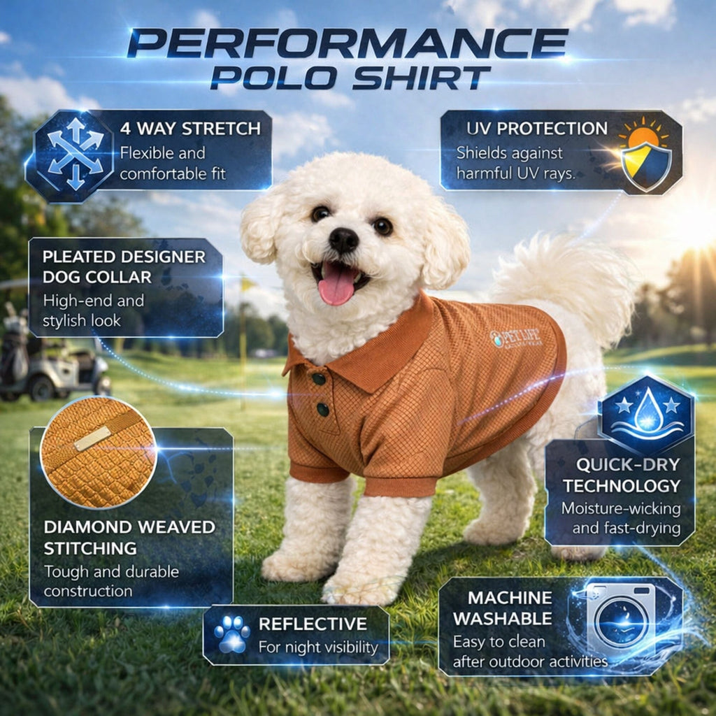Pet Life ® Active 'Fur-Flex' Stretch and Quick-Dry Anti-Odor Fitness Yoga Dog Polo T-Shirt