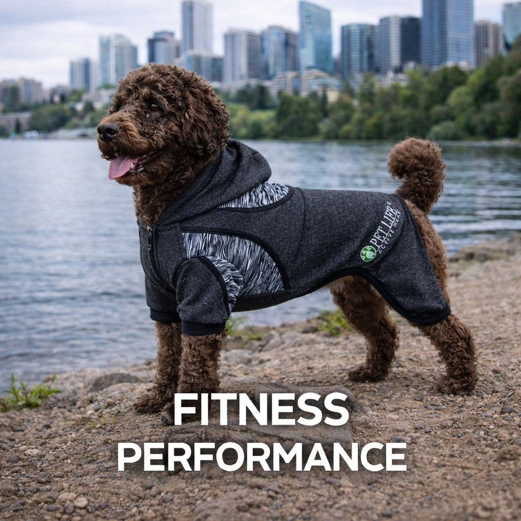 Pet Life ® Active 'Pawsterity' Mediumweight 4-Way-Stretch Yoga Fitness Dog Tracksuit Hoodie