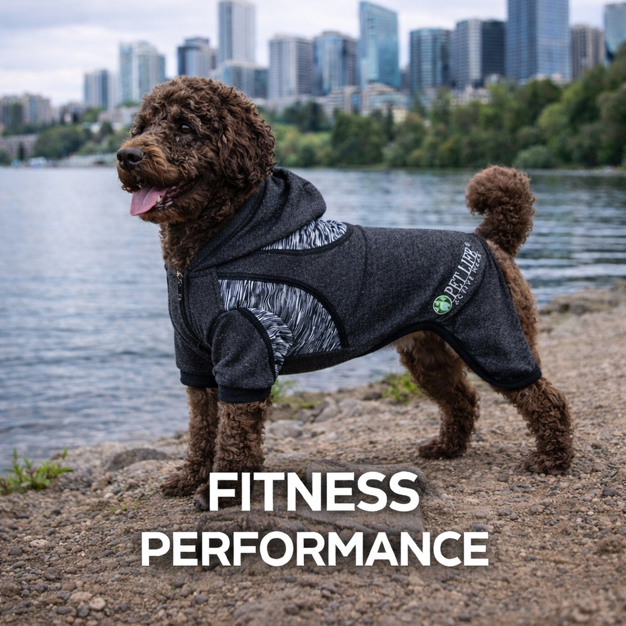 Pet Life ® Active 'Pawsterity' Mediumweight 4-Way-Stretch Yoga Fitness Dog Tracksuit Hoodie