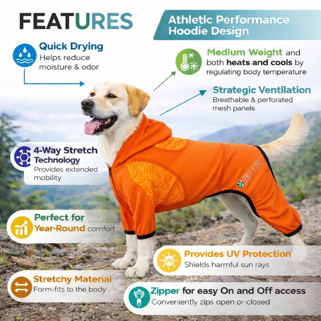 Pet Life ® Active 'Pawsterity' Mediumweight 4-Way-Stretch Yoga Fitness Dog Tracksuit Hoodie