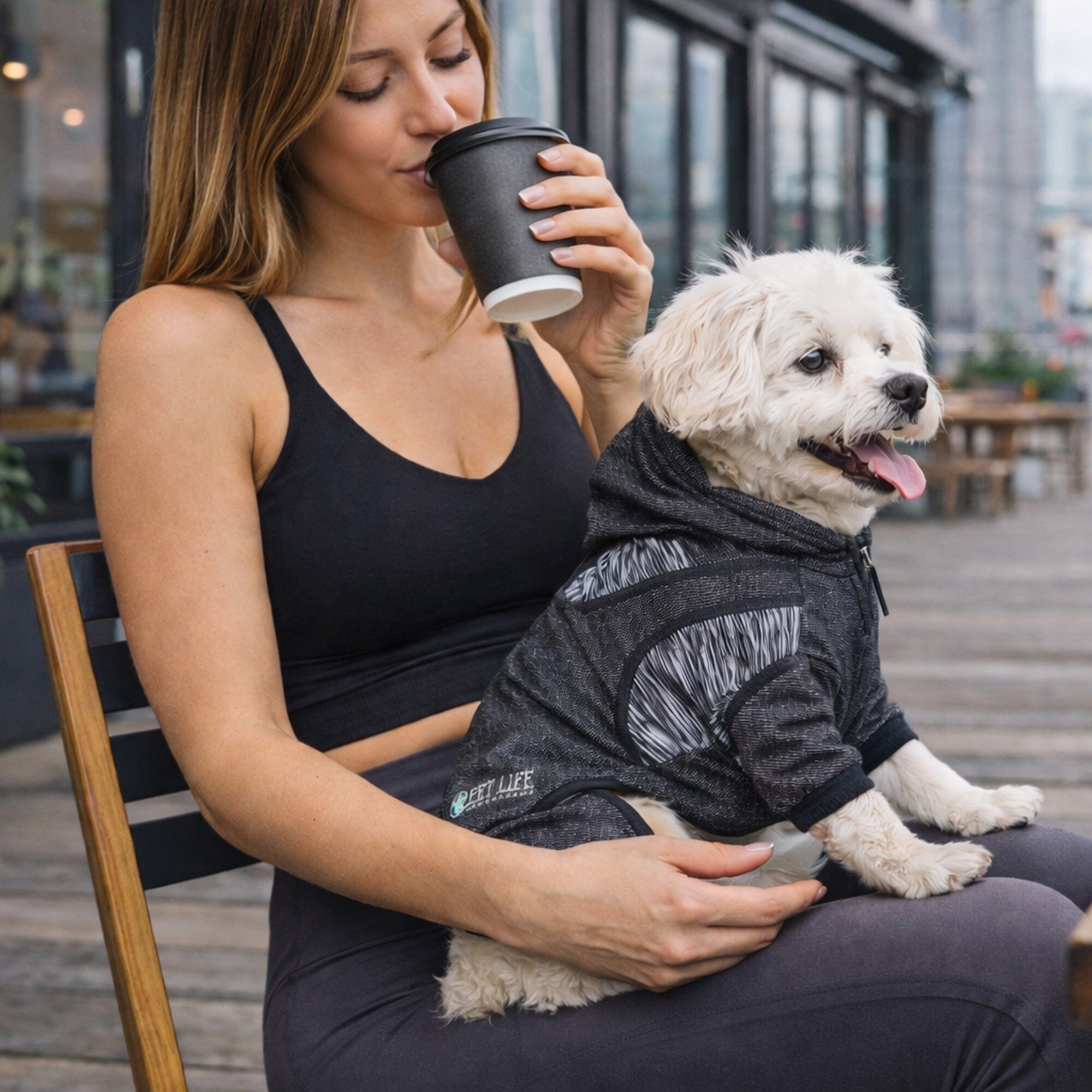 Pet Life ® Active 'Pawsterity' Mediumweight 4-Way-Stretch Yoga Fitness Dog Tracksuit Hoodie