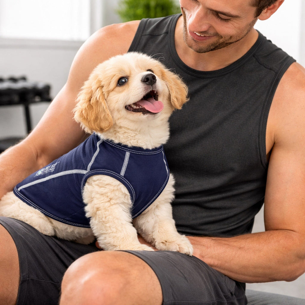 Pet Life ®  Active 'Racerbark' 4-Way-Stretch Yoga Fitness Dog T-Shirt Tank Top