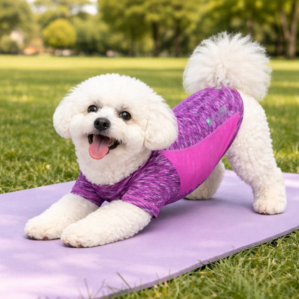 Pet Life ® Active 'Warf Speed' Heathered Ultra-Stretch Yoga Fitness Dog T-Shirt