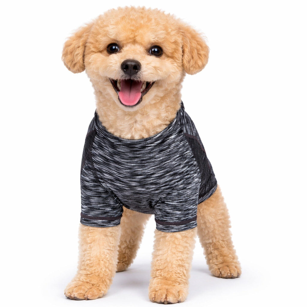Pet Life ® Active 'Warf Speed' Heathered Ultra-Stretch Yoga Fitness Dog T-Shirt