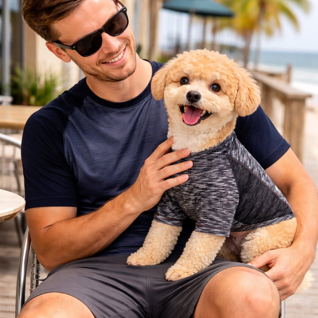 Pet Life ® Active 'Warf Speed' Heathered Ultra-Stretch Yoga Fitness Dog T-Shirt