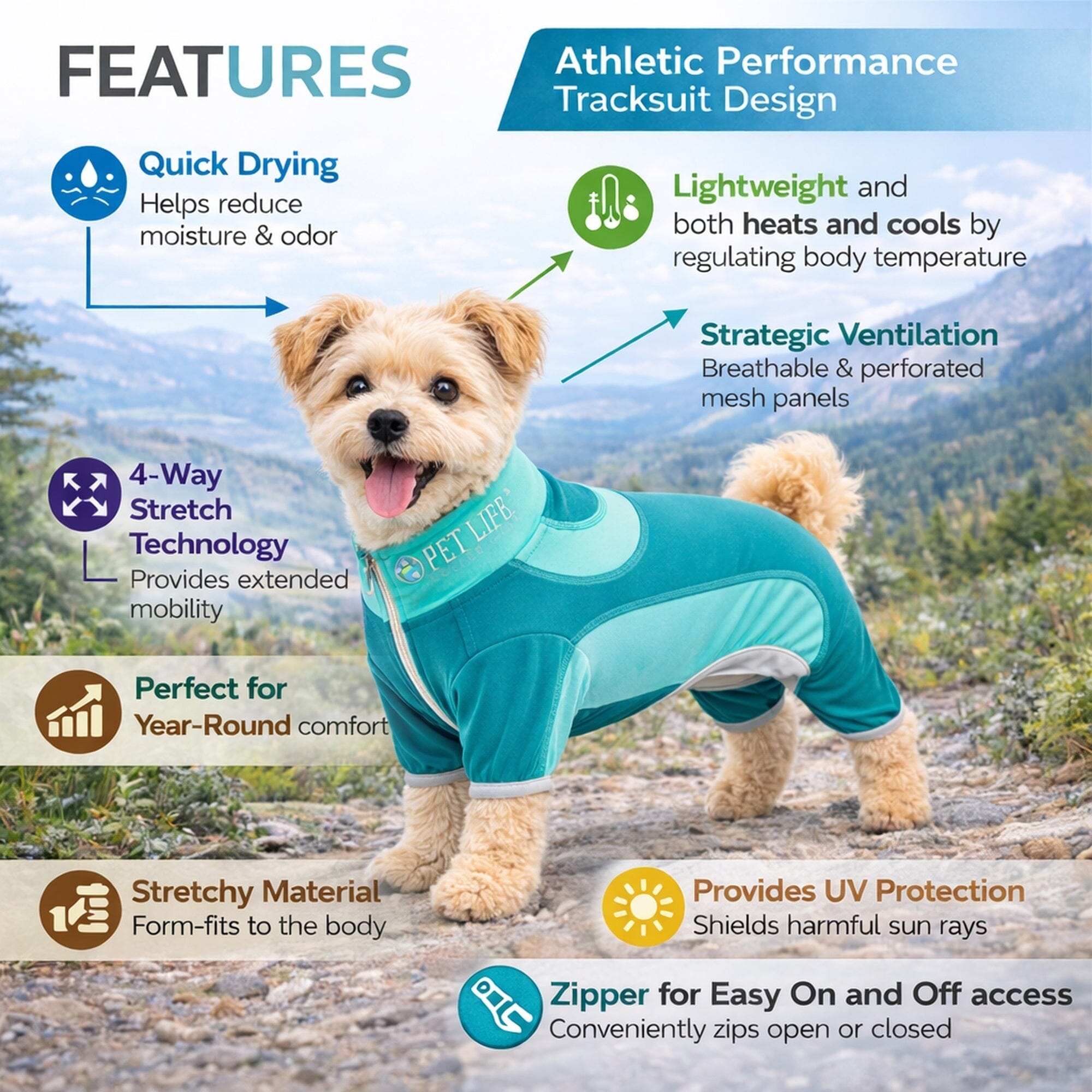 Pet Life ® Active 'Warm-Pup' Stretchy and Quick-Drying Fitness Dog Yoga Warm-Up Tracksuit