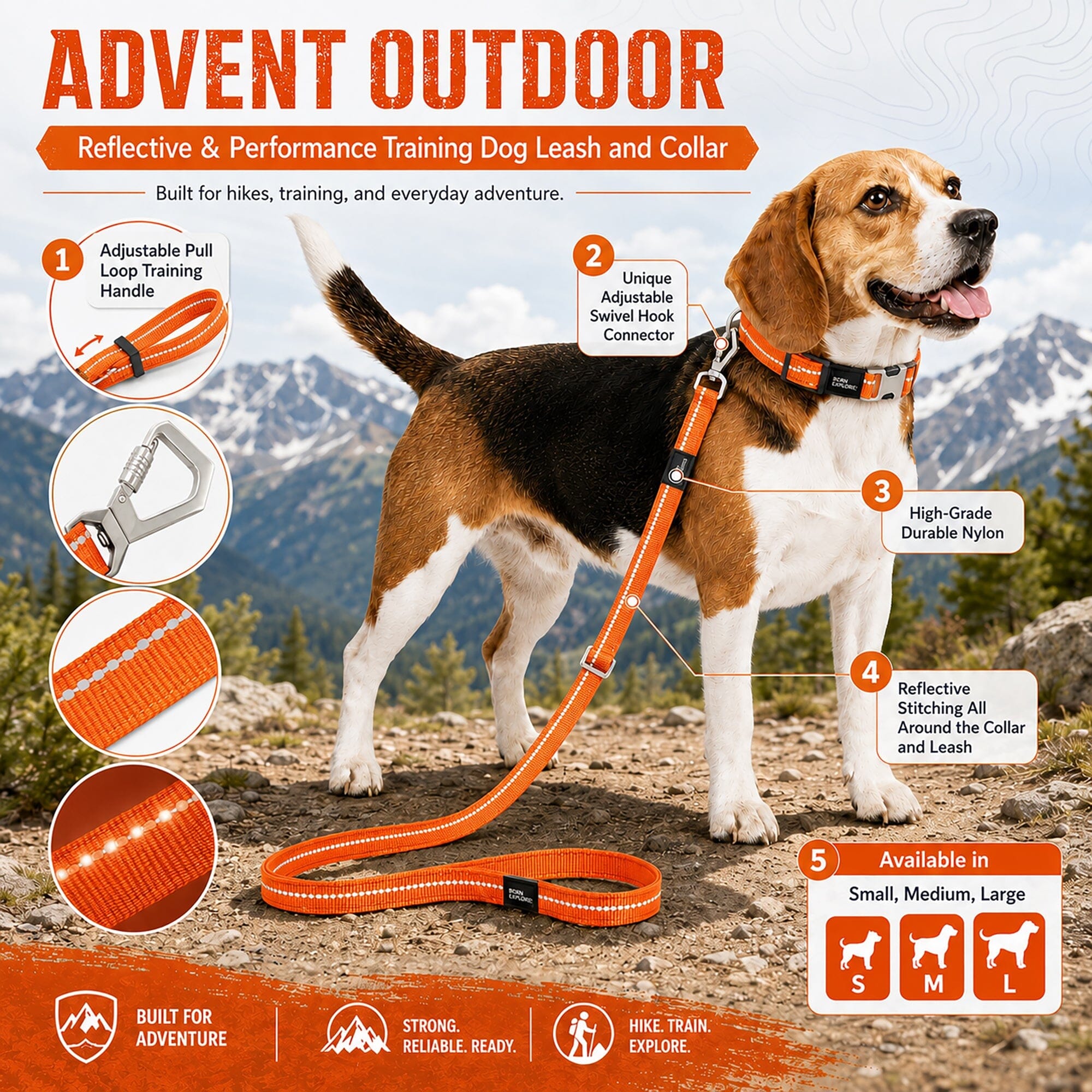 Pet Life ® 'Advent' Outdoor Series 3M Reflective 2-in-1 Durable Martingale Training Dog Leash and Collar
