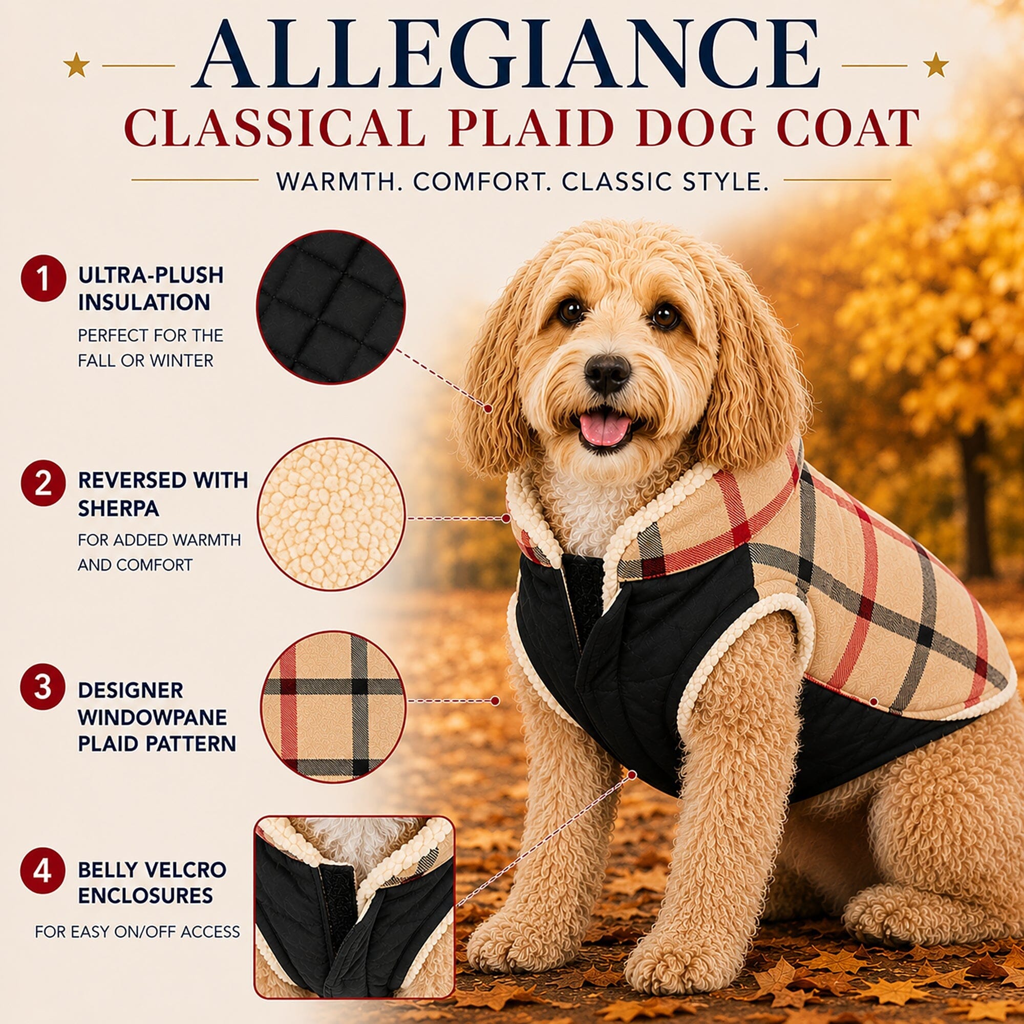 Pet Life ®  'Allegiance' Classical Insulated Plaid Fashion Dog Jacket
