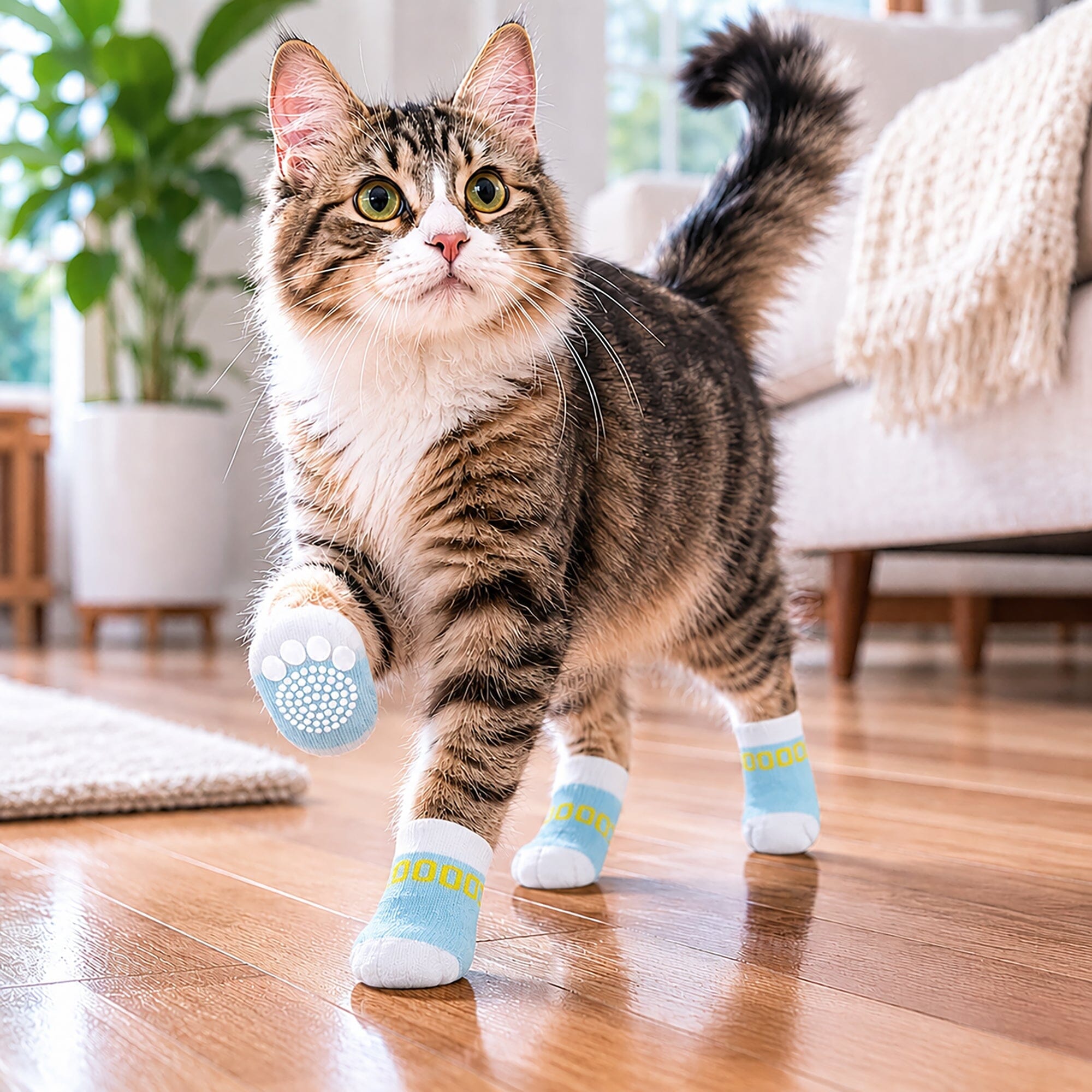 Pet Life ® Anti-Slip Rubberized Gripped Breathable Stretch Pet Dog Socks - Set of 4