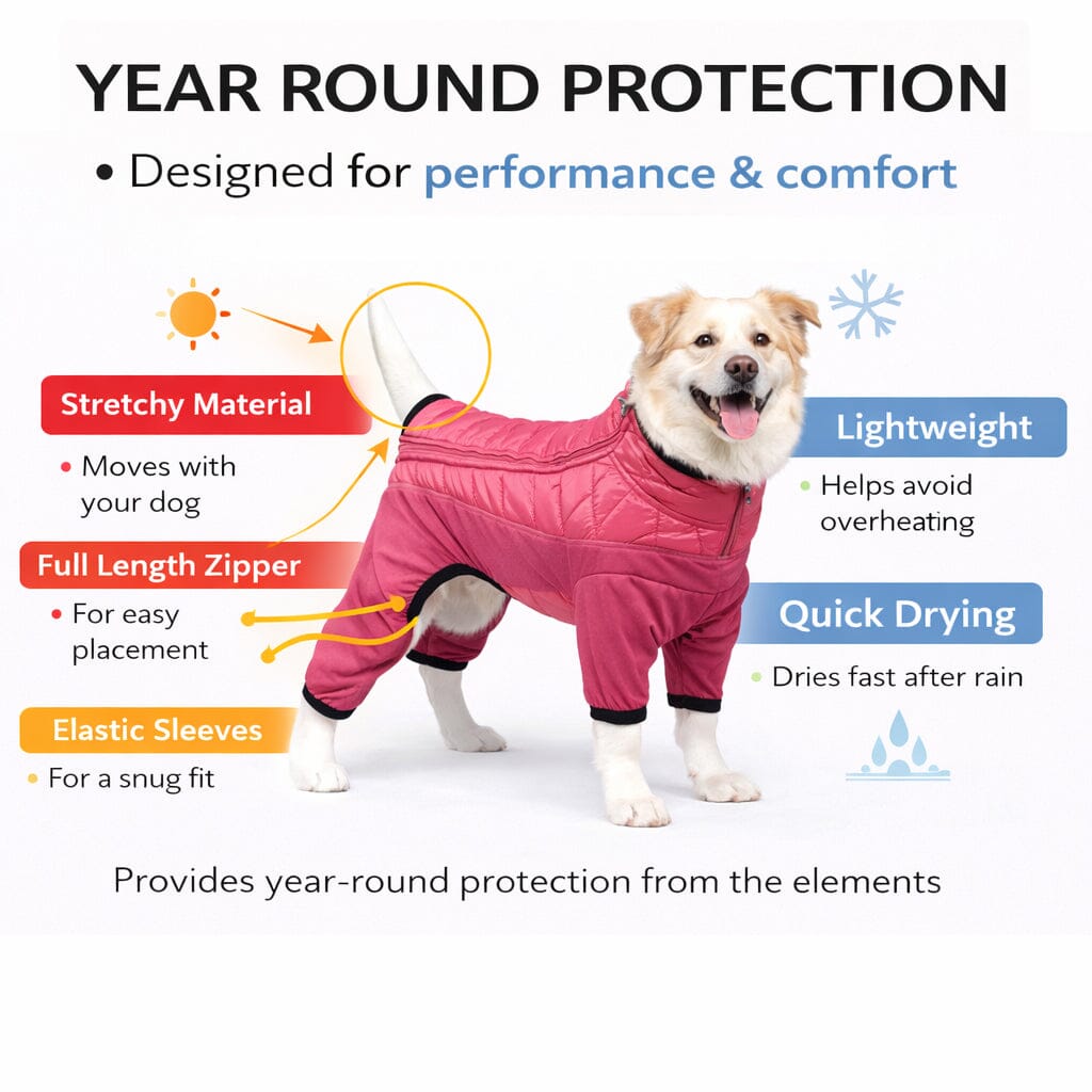 Pet Life ® 'Aura-Vent' Lightweight 4-Season Stretch and Quick-Dry Full Body Dog Jacket