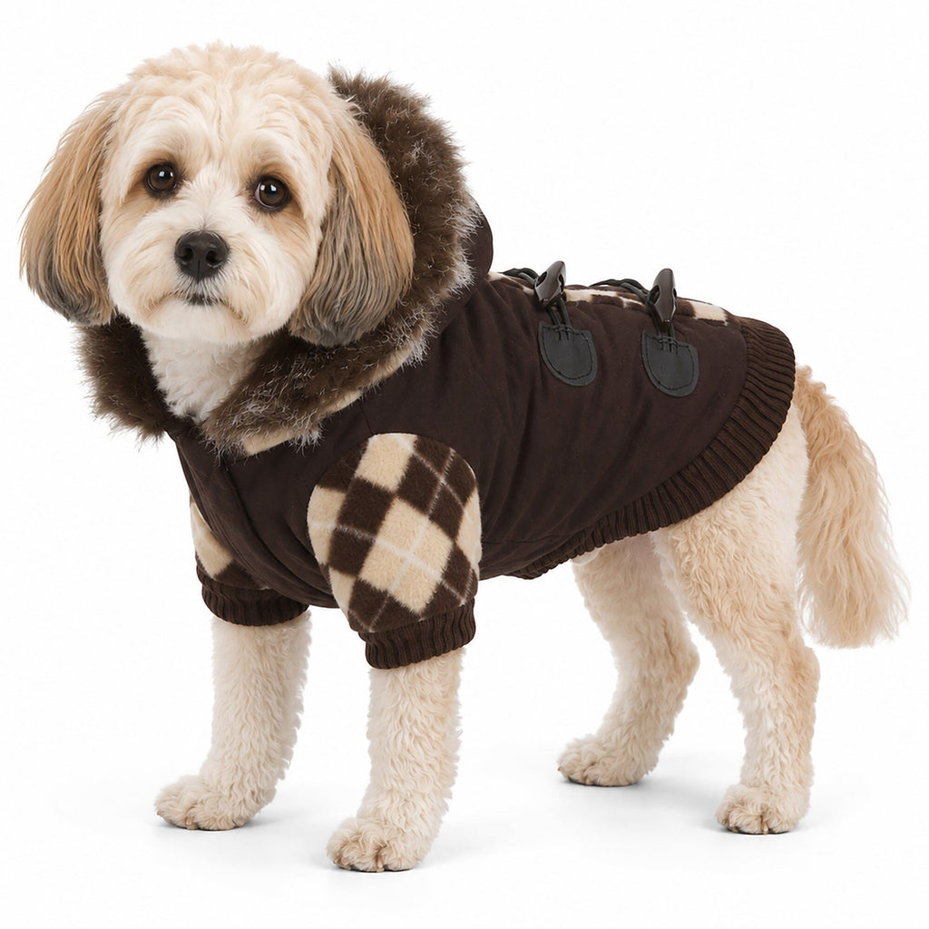 Pet Life ® 'Aygyle Style' 3M Insulated Designer Patterned Suede Dog Coat w/ Removable Hood