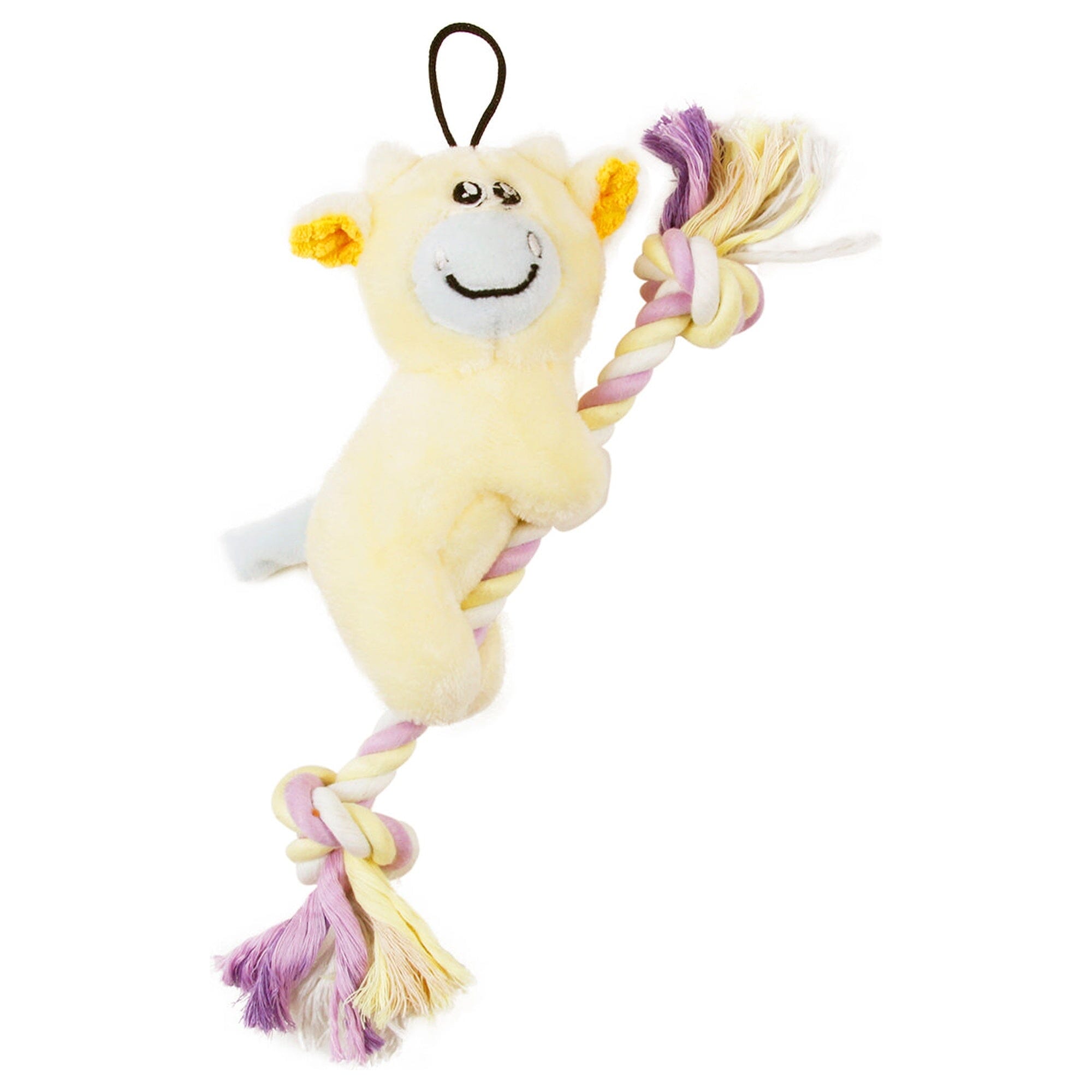 Pet Life ® 'Broom-Lick' Plush and Jute Rope Squeaking Newborn Cat and Dog Toy