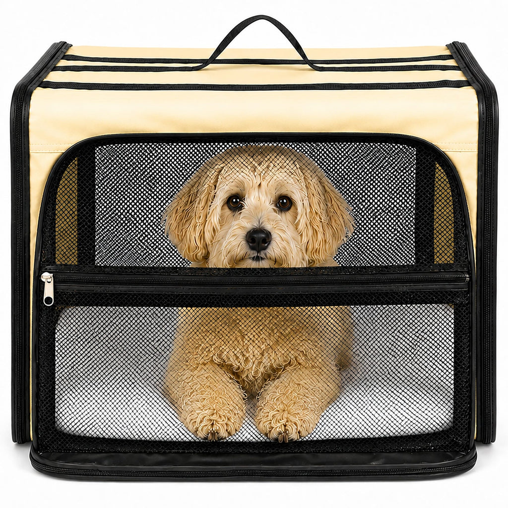 Pet Life ® 'Capacious' Dual-Sided Expandable Spacious Wire Folding Collapsible Lightweight Pet Dog Crate Carrier House