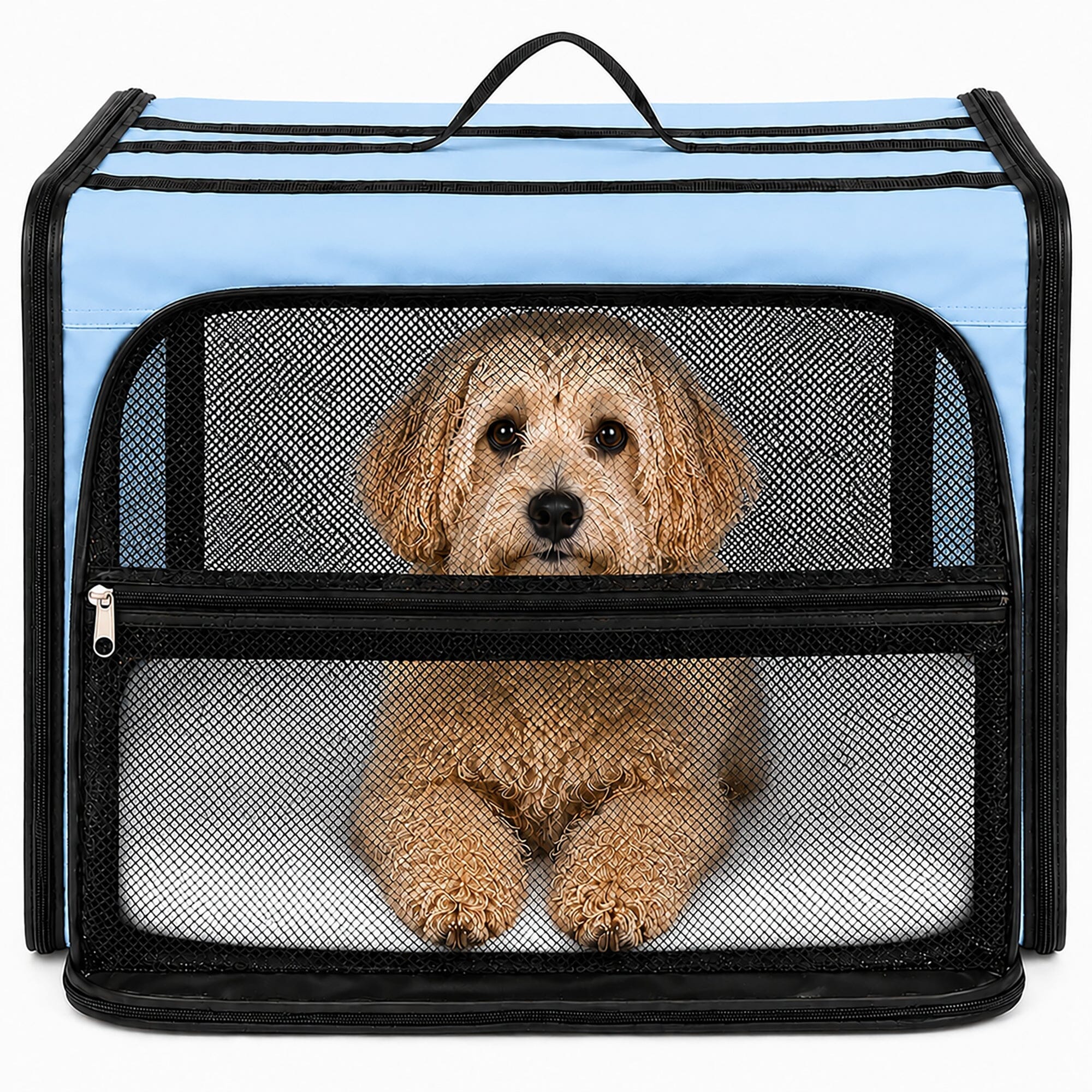Pet Life ® 'Capacious' Dual-Sided Expandable Spacious Wire Folding Collapsible Lightweight Pet Dog Crate Carrier House