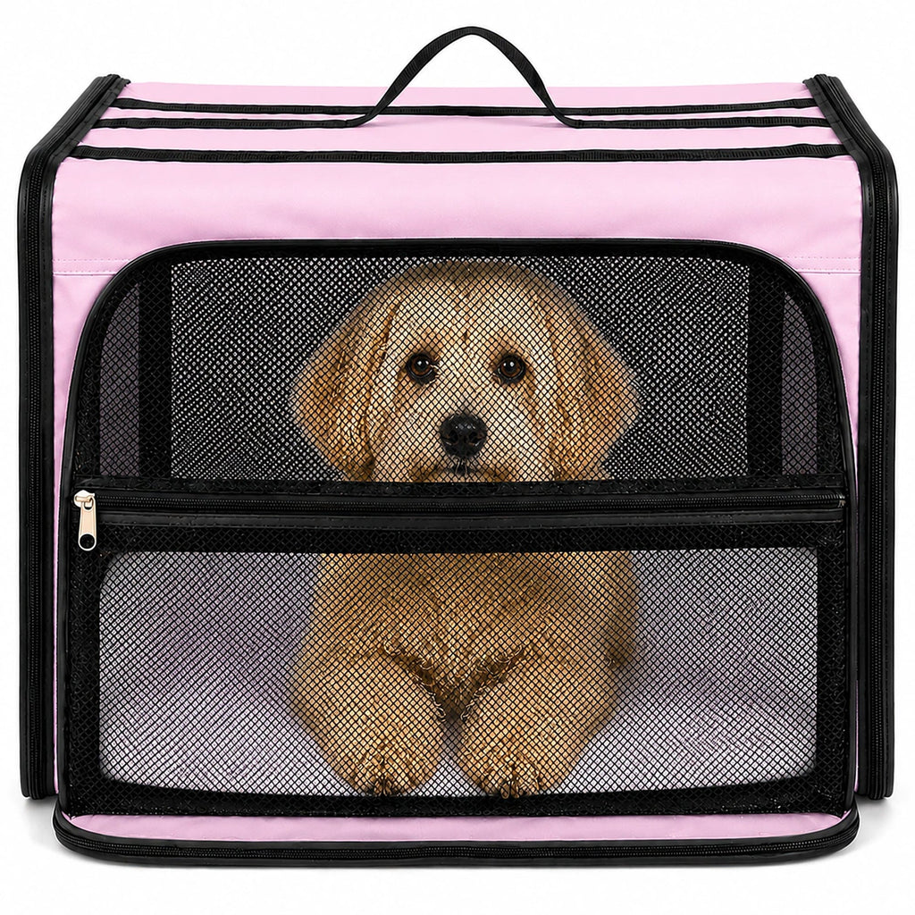 Pet Life ® 'Capacious' Dual-Sided Expandable Spacious Wire Folding Collapsible Lightweight Pet Dog Crate Carrier House