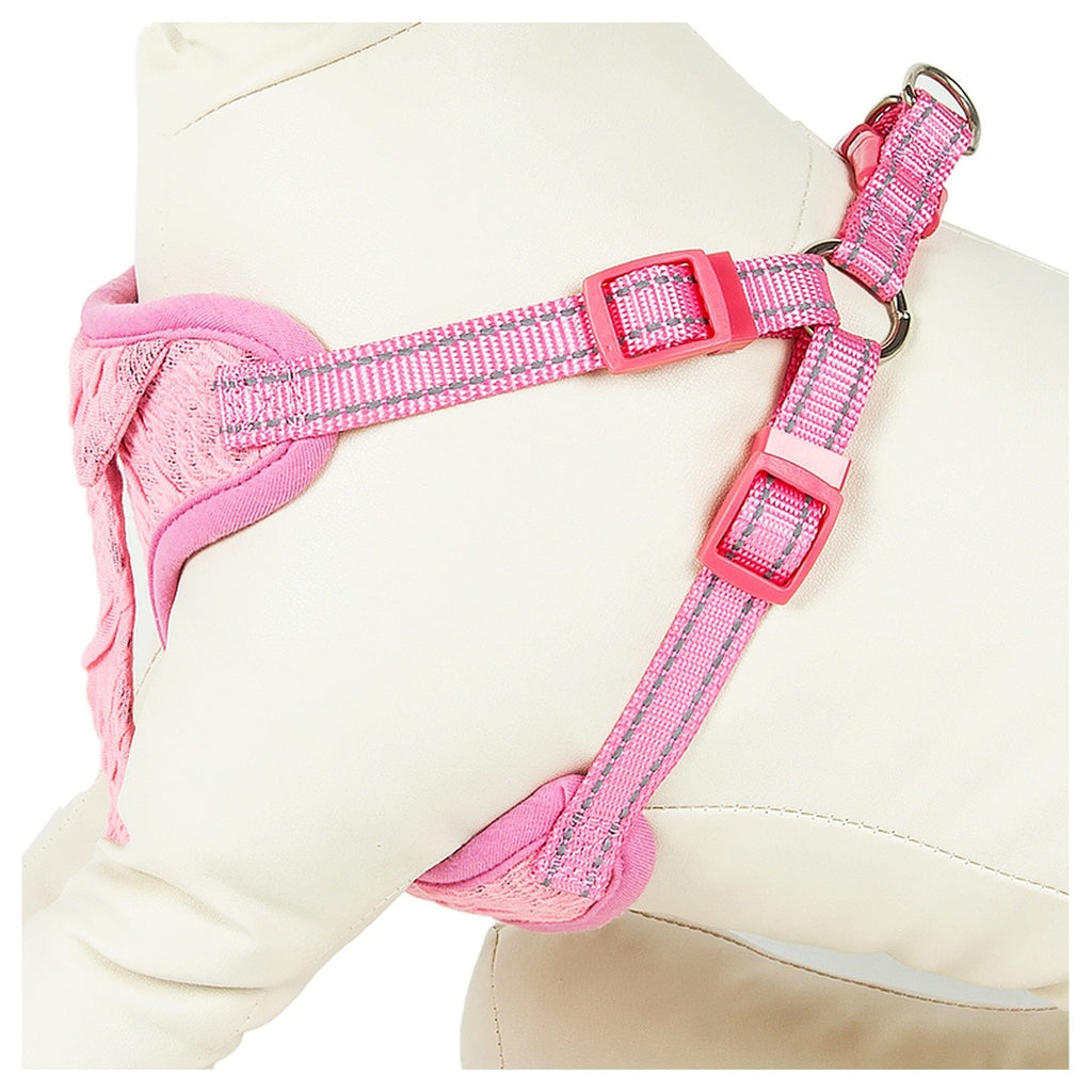 Pet Life ®  'Chichi Shaggy' Mesh Reversed Adjustable Fashion Dog Harness W/ Shaggy Neck Tie