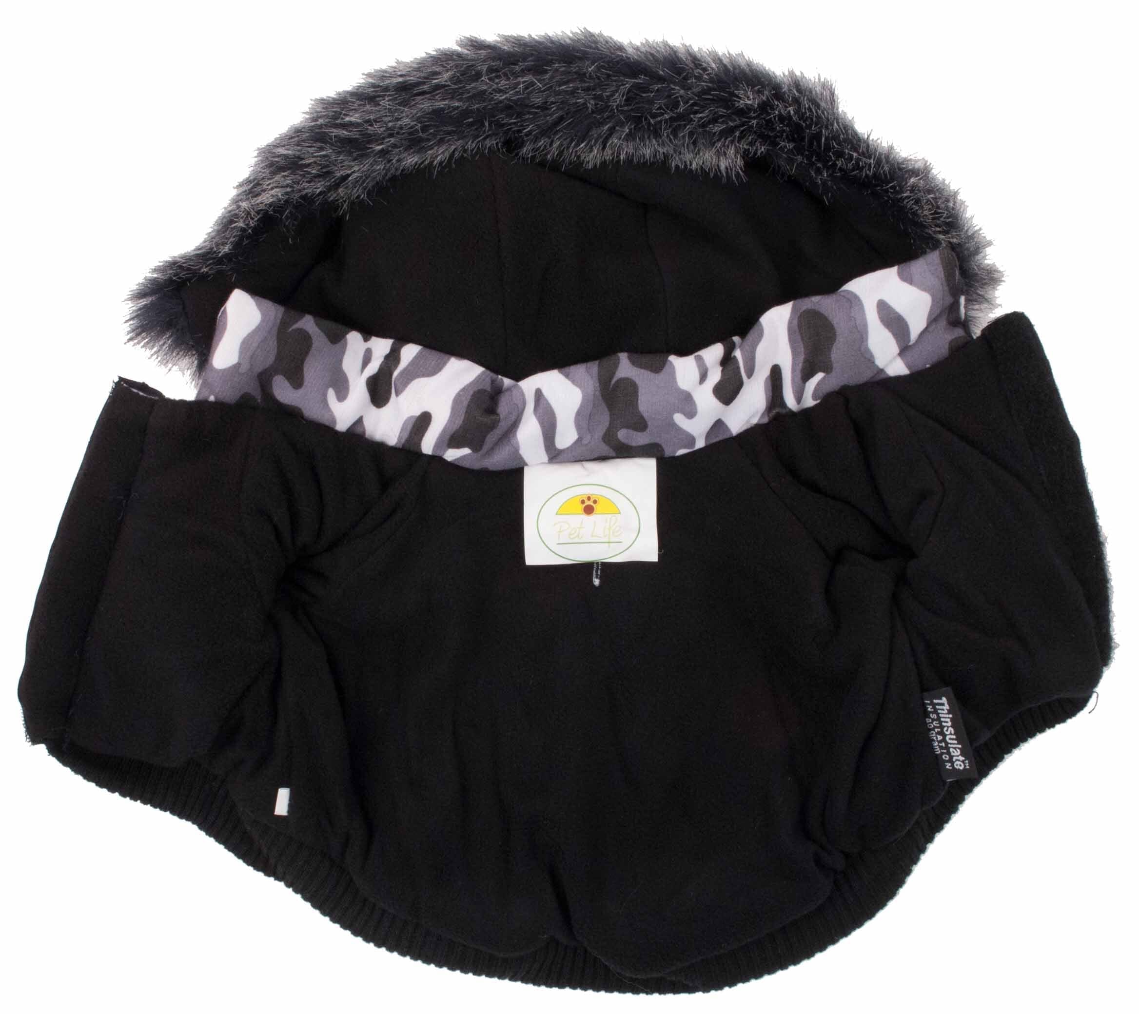 Pet Life ® Classic Metallic Fashion 3M Insulated Dog Coat Parka  w/ Removable Hood