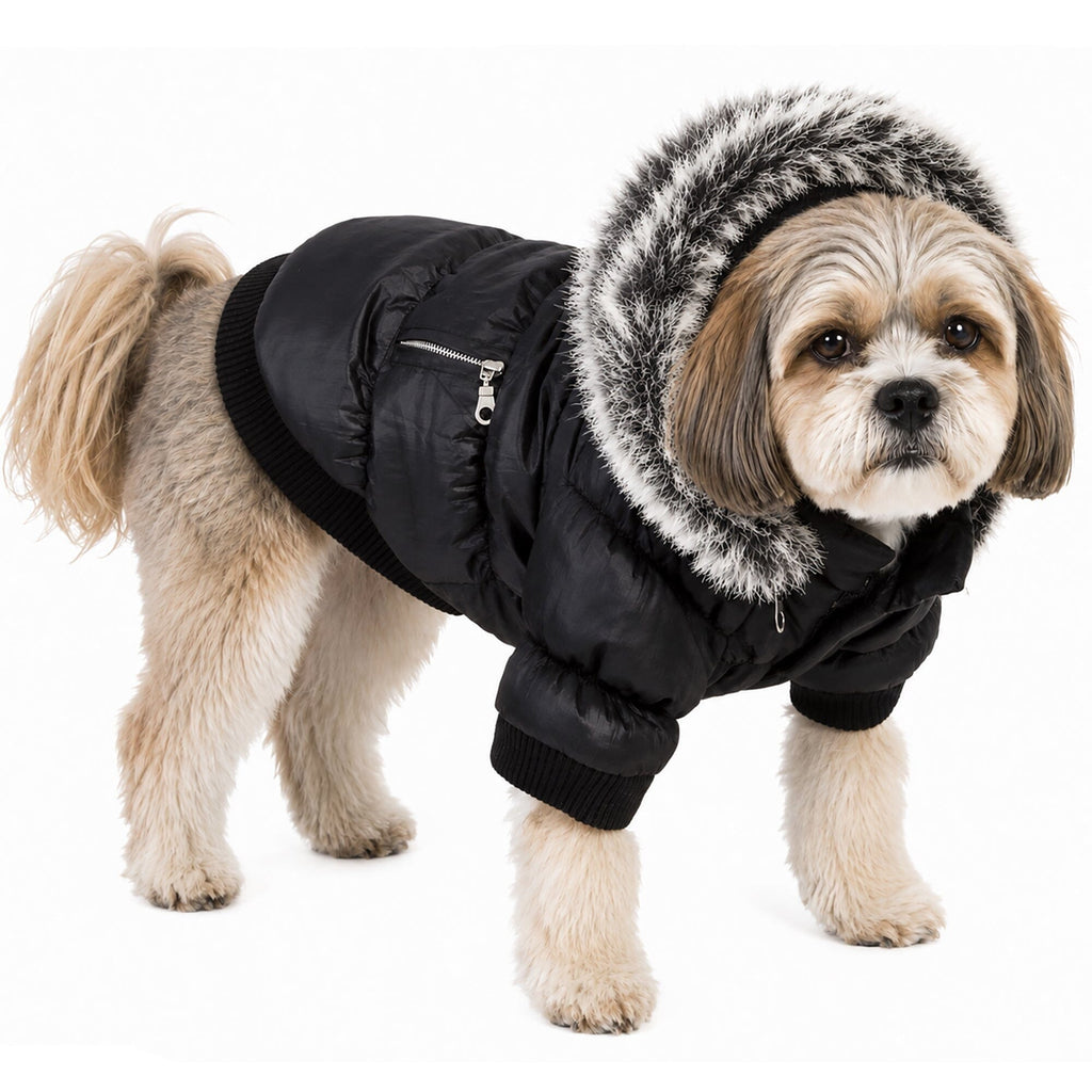 Pet Life ® Classic Metallic Fashion 3M Insulated Dog Coat Parka  w/ Removable Hood