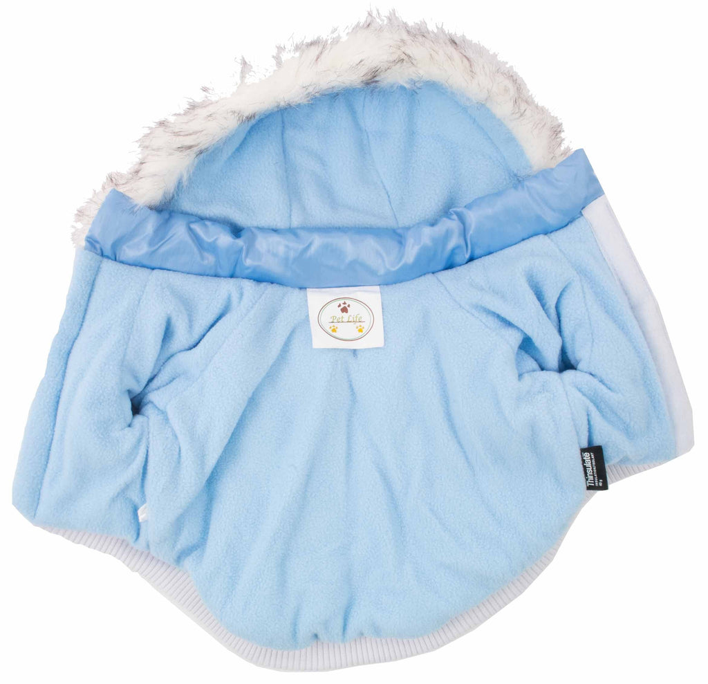 Pet Life ® Classic Metallic Fashion 3M Insulated Dog Coat Parka  w/ Removable Hood