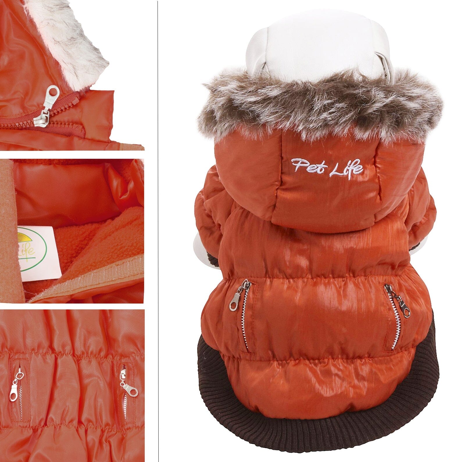 Pet Life ® Classic Metallic Fashion 3M Insulated Dog Coat Parka  w/ Removable Hood