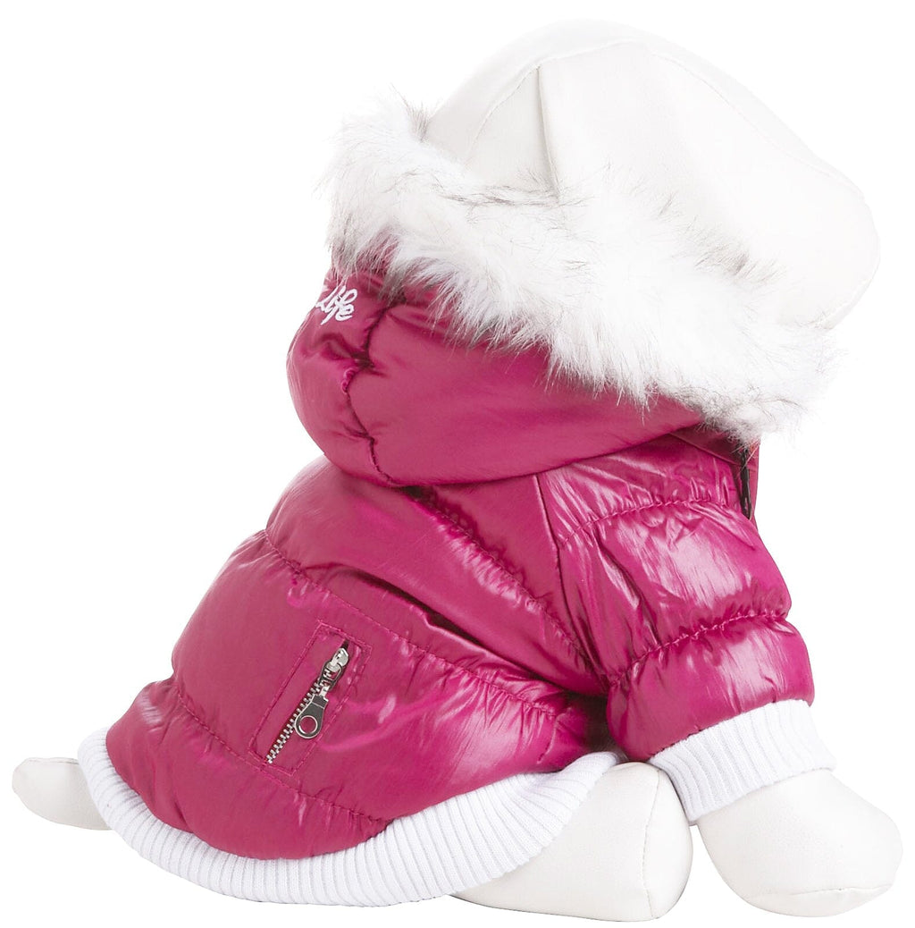 Pet Life ® Classic Metallic Fashion 3M Insulated Dog Coat Parka  w/ Removable Hood