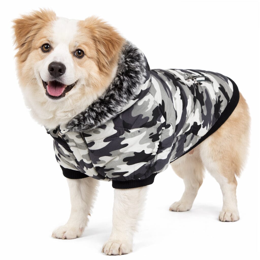 Pet Life ® Classic Metallic Fashion 3M Insulated Dog Coat Parka  w/ Removable Hood