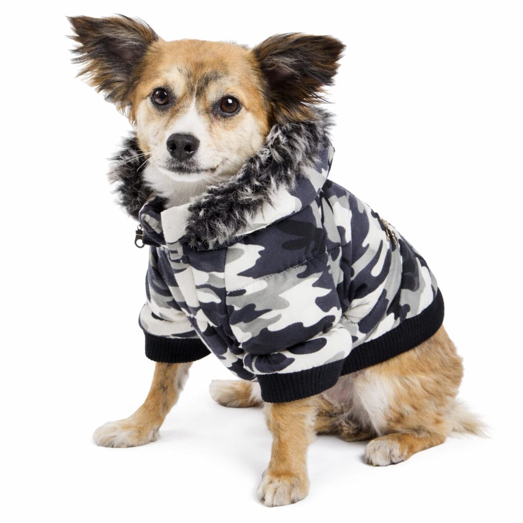 Pet Life ® Classic Metallic Fashion 3M Insulated Dog Coat Parka  w/ Removable Hood