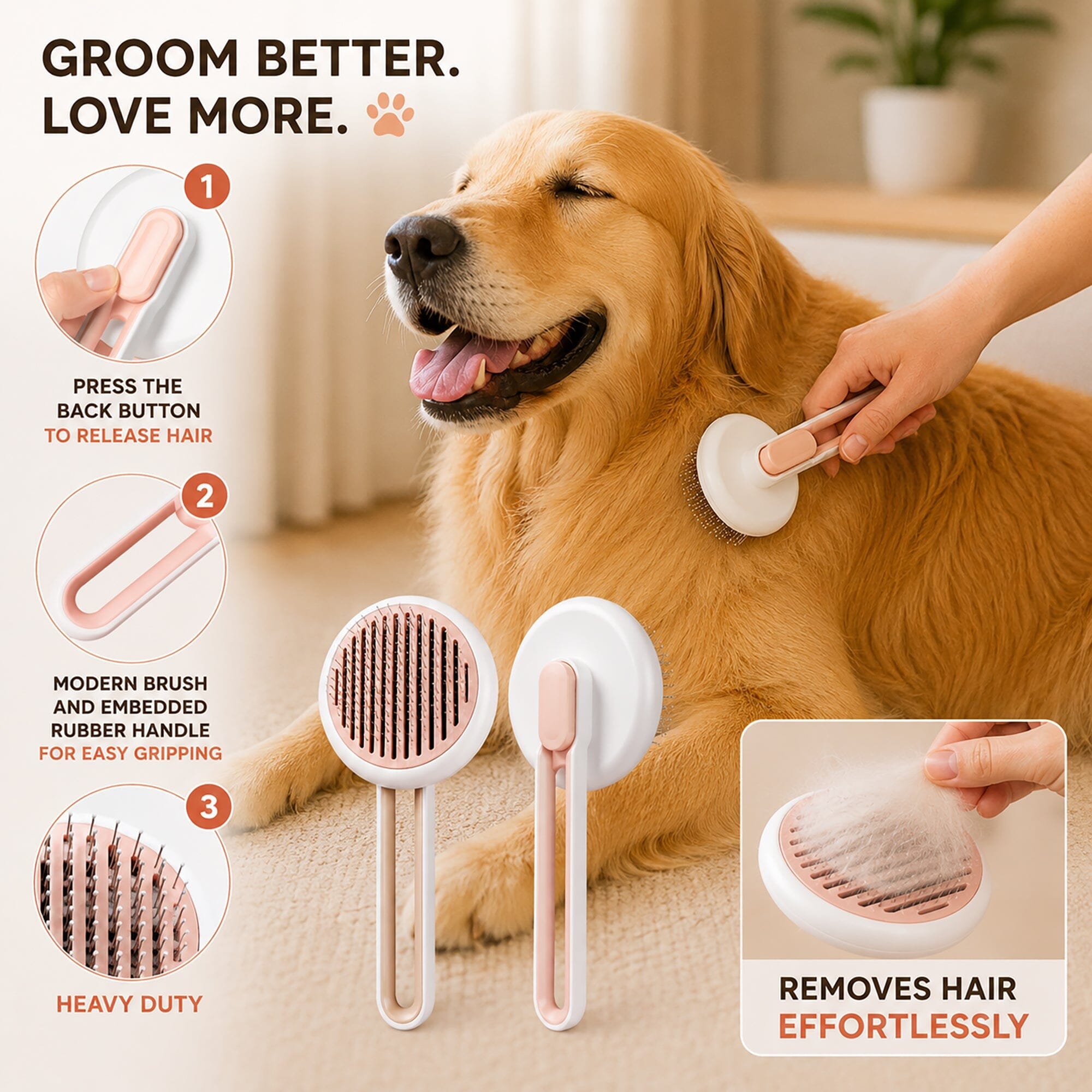 Pet Life ® 'Concepto' Modern Bristle Grooming Pet Deshedder Comb